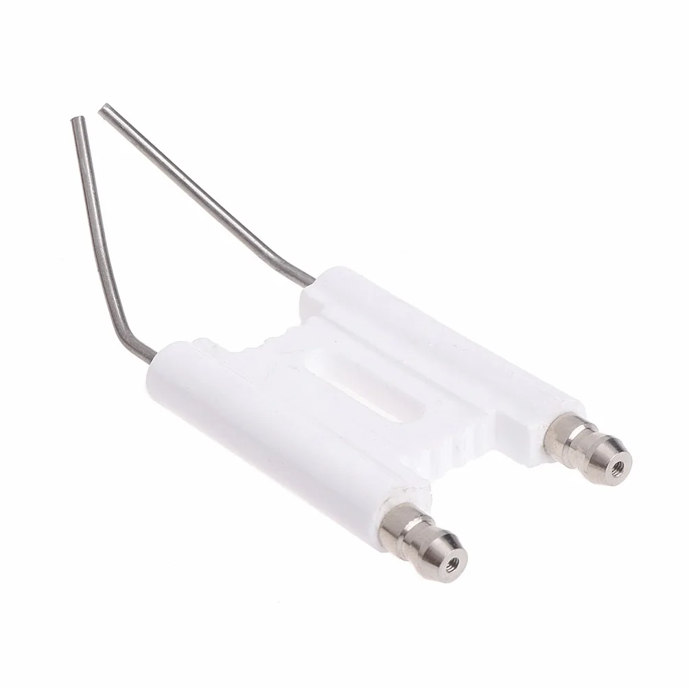 Electrodo de Encendido de Chispa de cerámica de Doble Varilla, máquina de combustión, Estufa de Gas y Combustible, electrodo de Encendido, Blanco + Plata