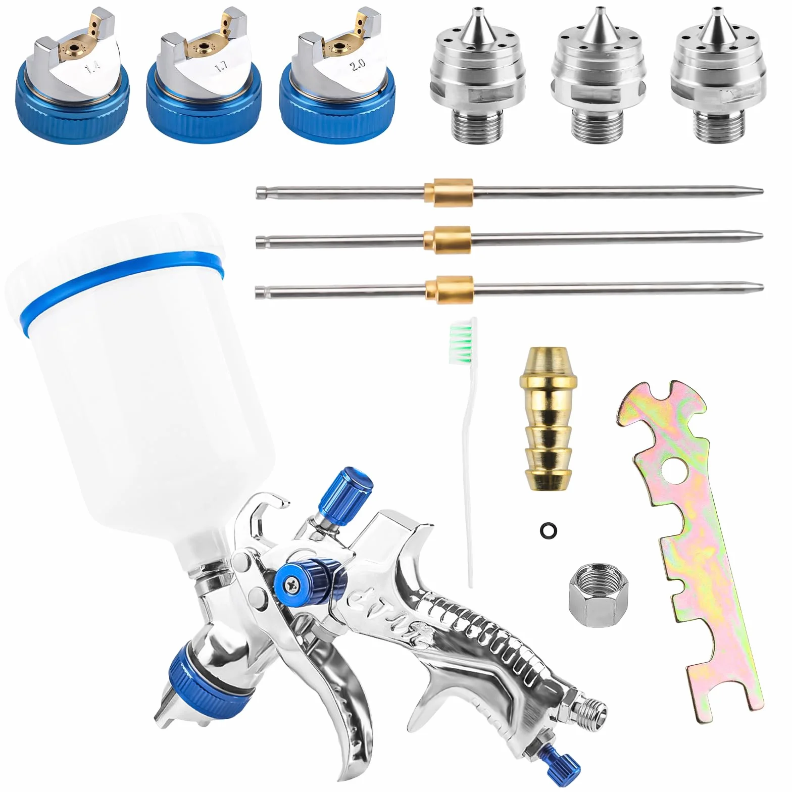 HVLP Pistola Pintura Compresor,Pulverizador de Pintura,Pistola para Pintar,Pistola para Pintar Paredes y Techos,Pistola Pintura Pared con 3 Boquillas 1,4/1,7/2,0mm y Taza de 600cc para Automóviles