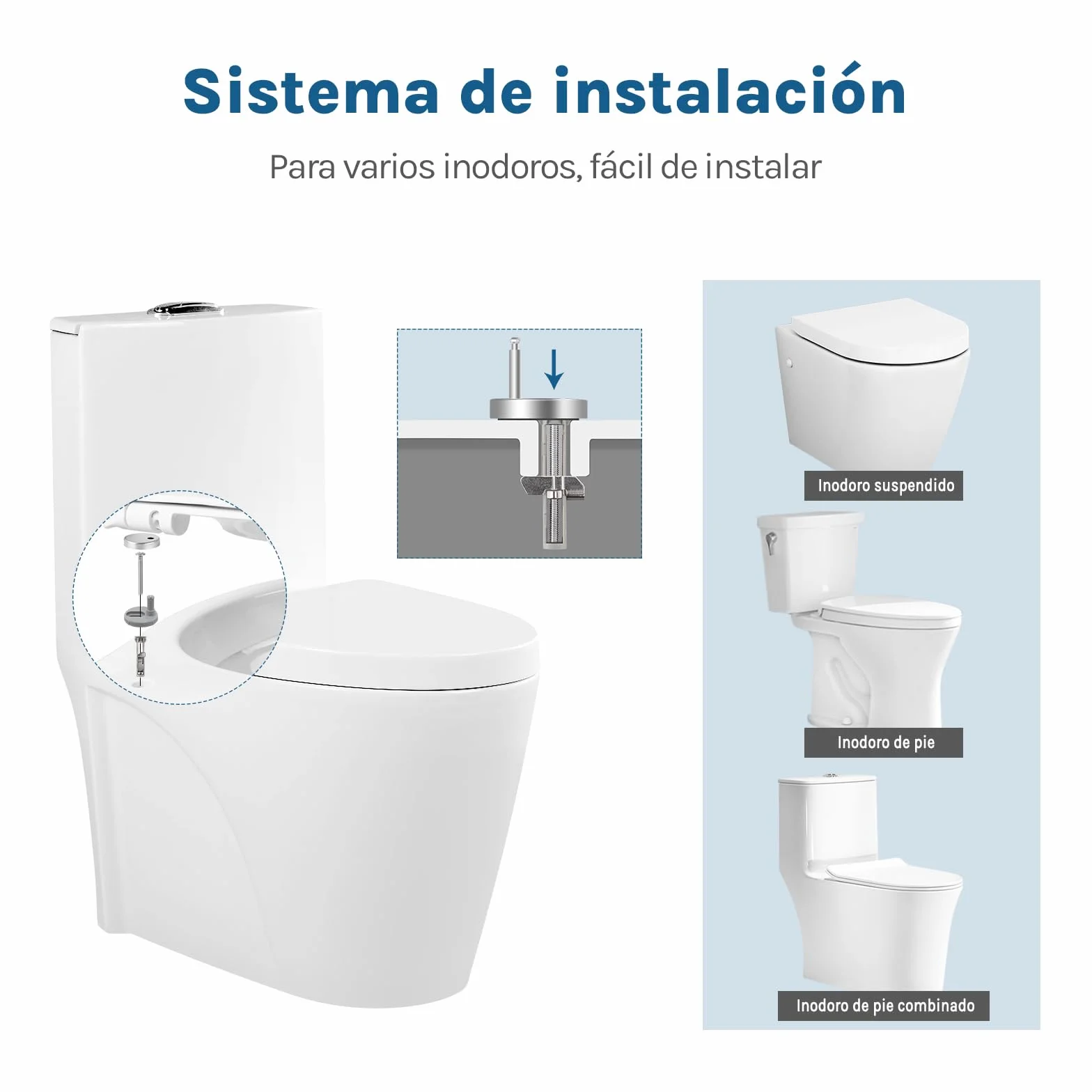 WOLTU Tapa de WC Asiento Inodoro Bisagra de Cierre Suave Instalar Rápida/Demontar Rápida, Plastico Blanco Forma de D