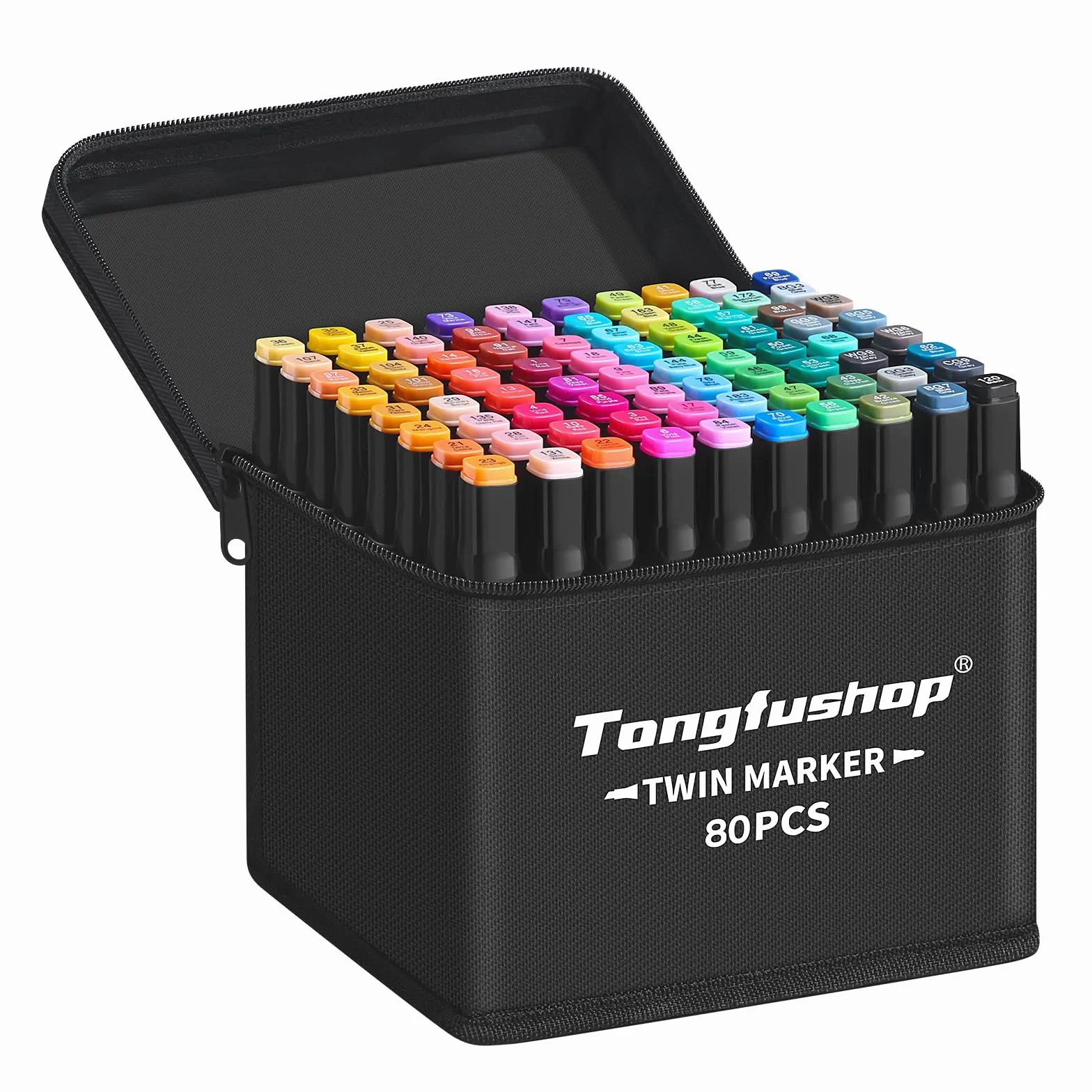 Tongfushop Rotulador de 80 Colores, Rotuladores Alcohol Doble Punta, Secado Rápido, con Bolsa de Almacenamiento