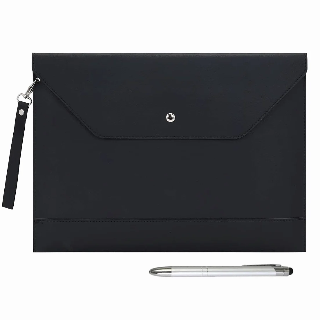 Wonderpool A4 Funda de PU Cuero Sobres Archivos con Bolsillos Internos Organizador Multifunción (Negro)
