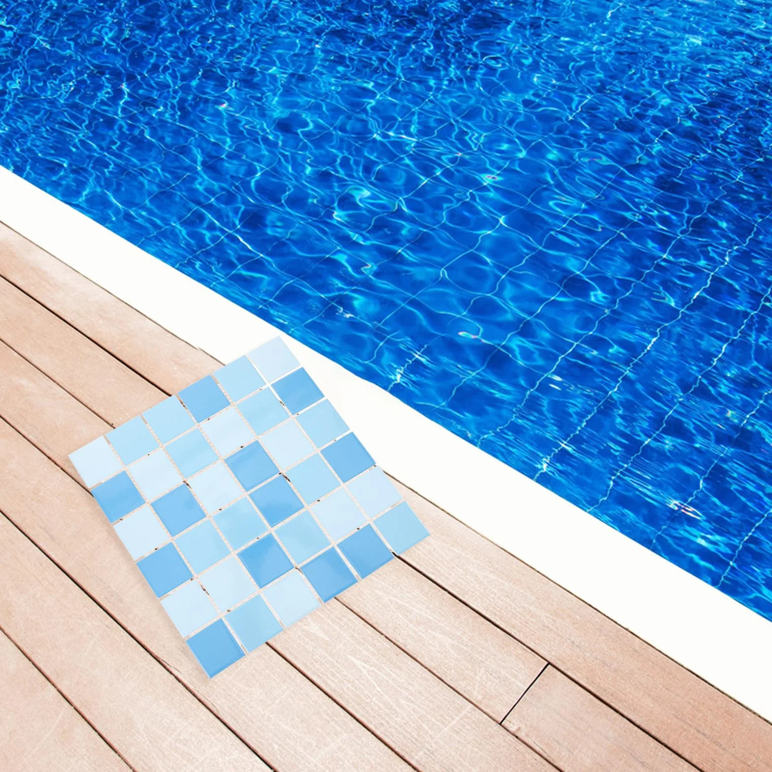 MAGICLULU Azulejos de Cerámica Cuadrados Azules para Piscina y Salpicadero, 36 Piezas para Múltiples Usos en Cocina y Baño