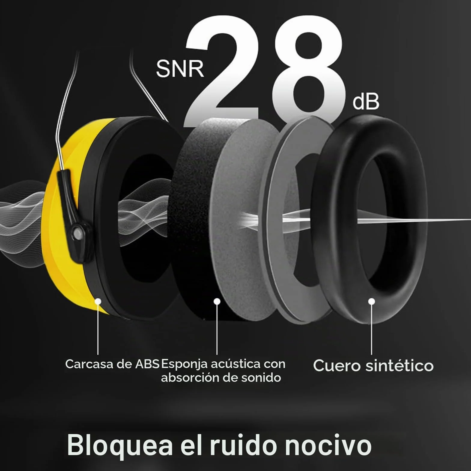Flintronic Casco Antiruido SNR 28 dB Ajustable Protectores Auditivos