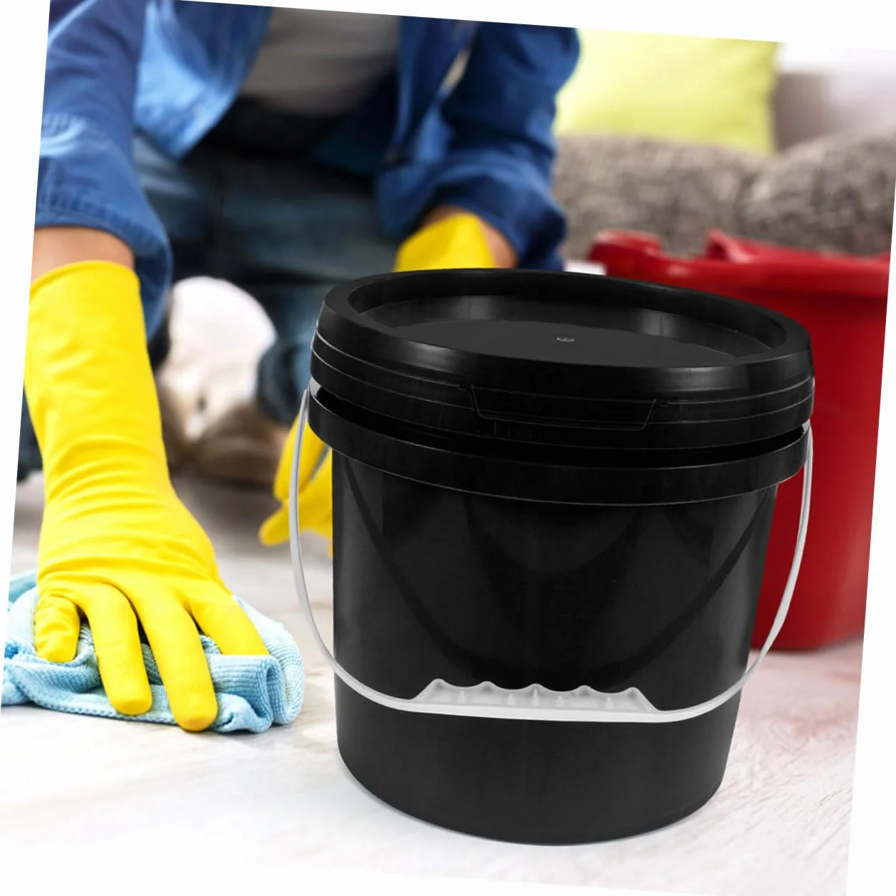 VILLCASE Cubo De Aceite De Grado Alimenticio con Tapa para Pintura Mezcla Y Pintura con Tapa Rectangular para Exteriores De Plástico Y Color Negro