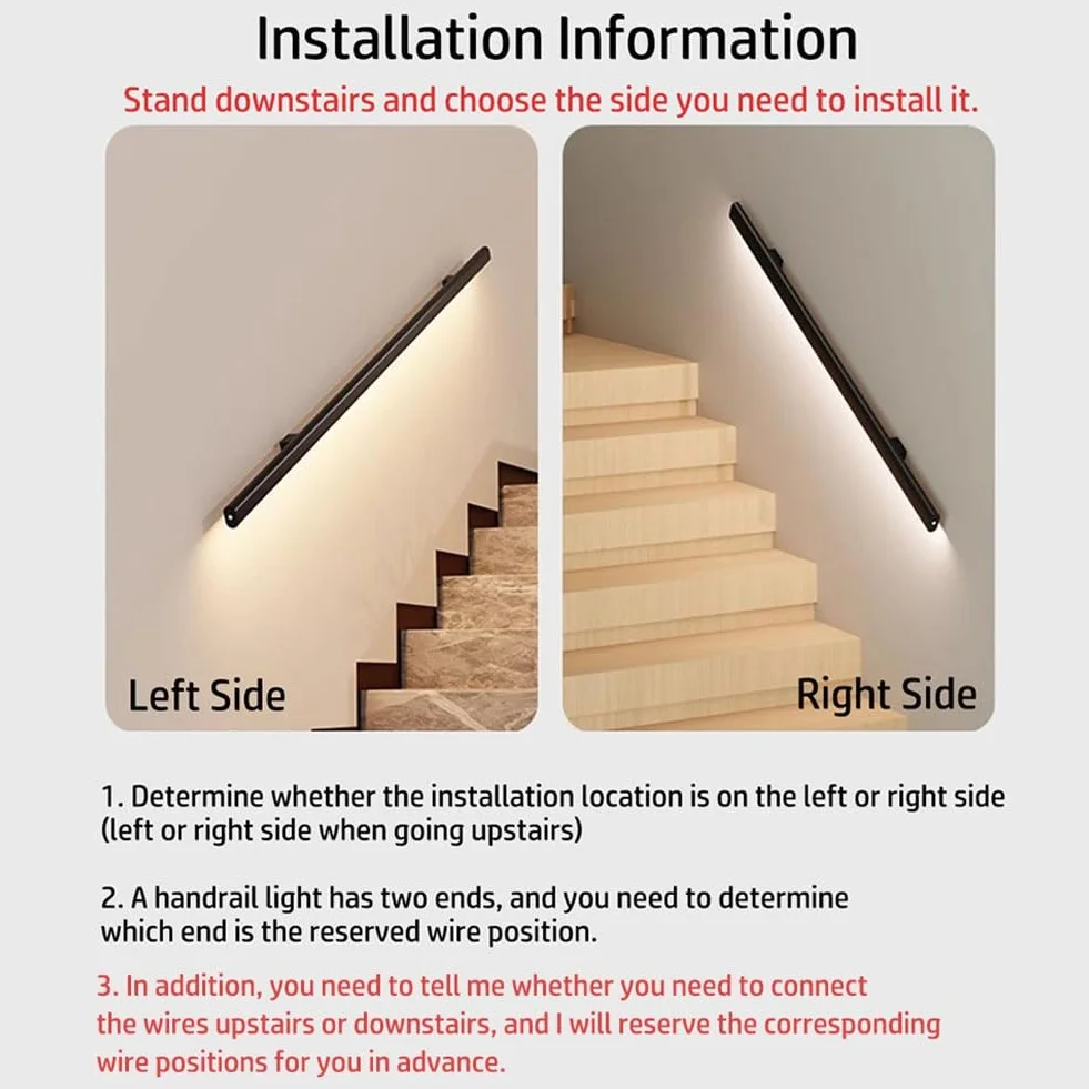 Pasamanos de Madera con LED Luces Redondas para pasamanos de Escalera Sistema de barandilla de Cable iluminada para escaleras de terraza, Interiores y Exteriores(Natural-Left,150cm/left)