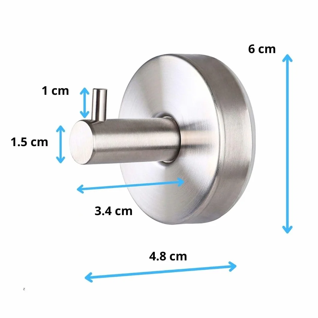 Gancho Pared Baño | Colgadores Toalla Acero Inoxidable 304 | Colgador Albornoz | Taladro Pared Cocina | Tornillos Incluido | Regalo 1 Ventosa | 2 Piezas. (2, PLATA)