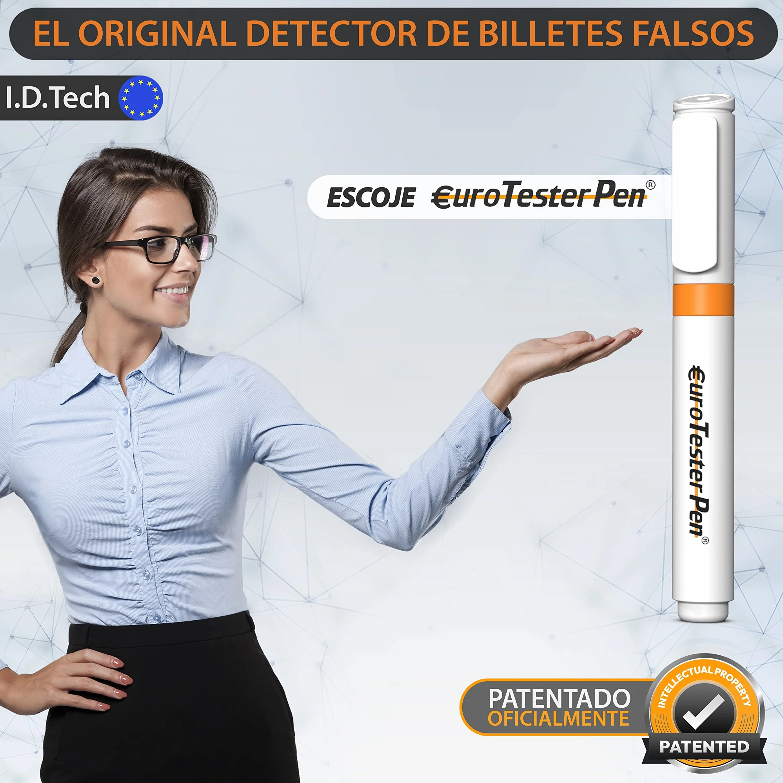 EURO TESTER PEN XL - Profesional Detector Billetes Falsos, Rotulador para Euro Dolar Libras y Monedas Internacionales, Original Made in Italy