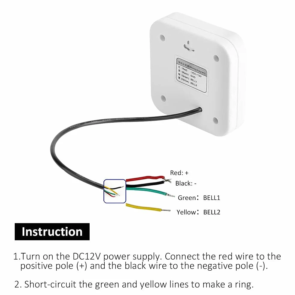 Timbre con cable 12V CC con alarma musical Dingdong para puerta decorativo moderno
