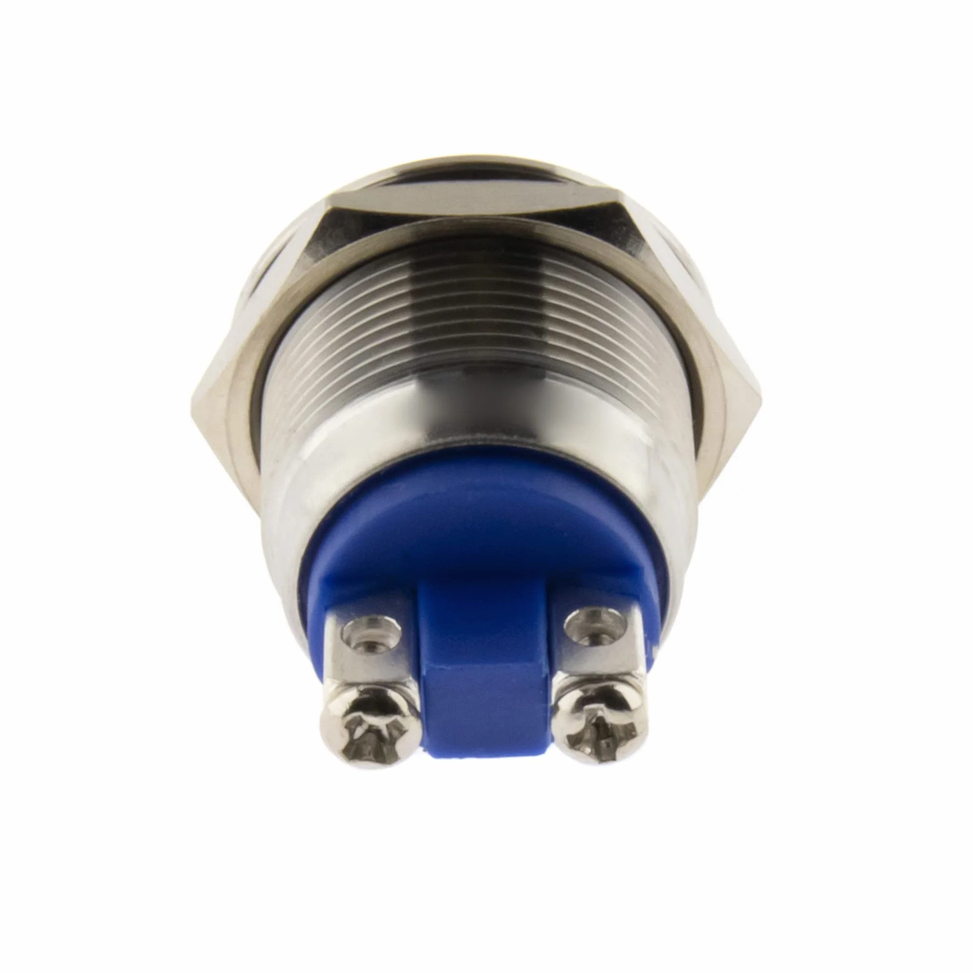 SeKi Pulsador de acero inoxidable de 19 mm de diámetro con forma de cabeza perdida y conexión de rosca.