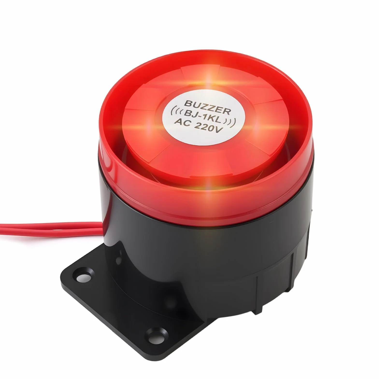 Sirena Alarma Exterior 220V 120dB, Sirena de Bocina Sistema Antirrobo de Alarma Impermeable con Alerta de Sonido y Luminosa, Intermitente Doméstica con Decibelios Altos Rojo Estroboscópico
