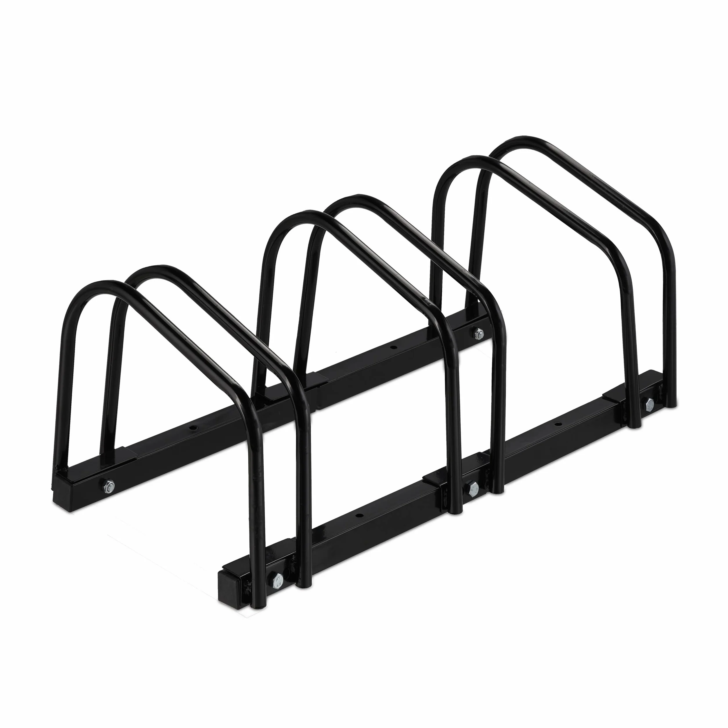 Relaxdays Soporte para Bicicletas, para 3 Bicis, Metálico, con Material de Montaje para Suelo, 27 x 67,5 x 33 cm, Negro