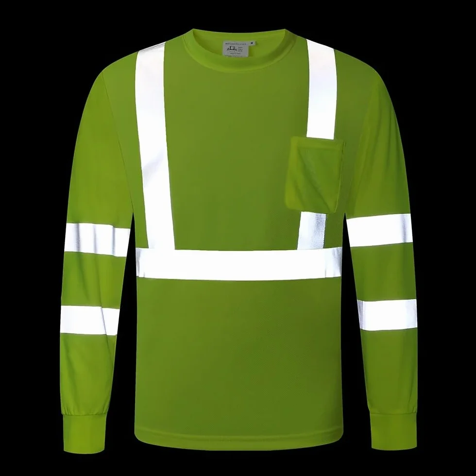 Chaleco reflectante de alta visibilidad, Camisa de manga larga reflectante secado rápido amarilla alta visibilidad S-5XL(4XL)