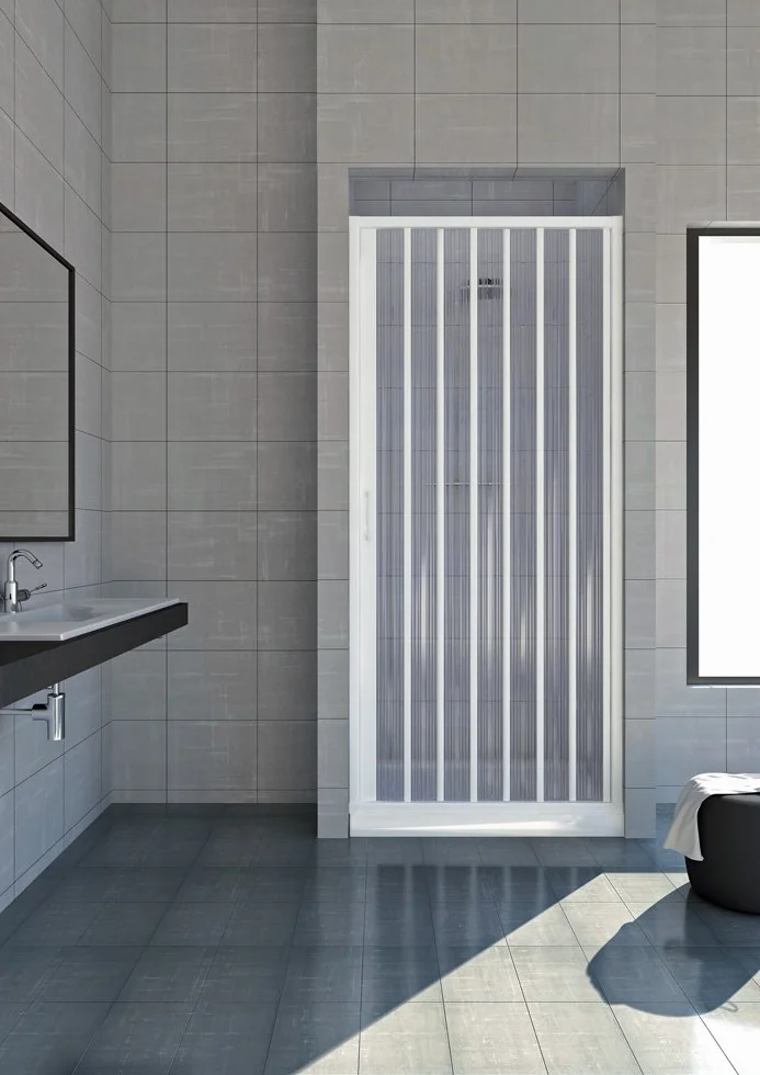Puerta plegable para ducha, plástico PVC, 1 lateral, apertura de 80 cm