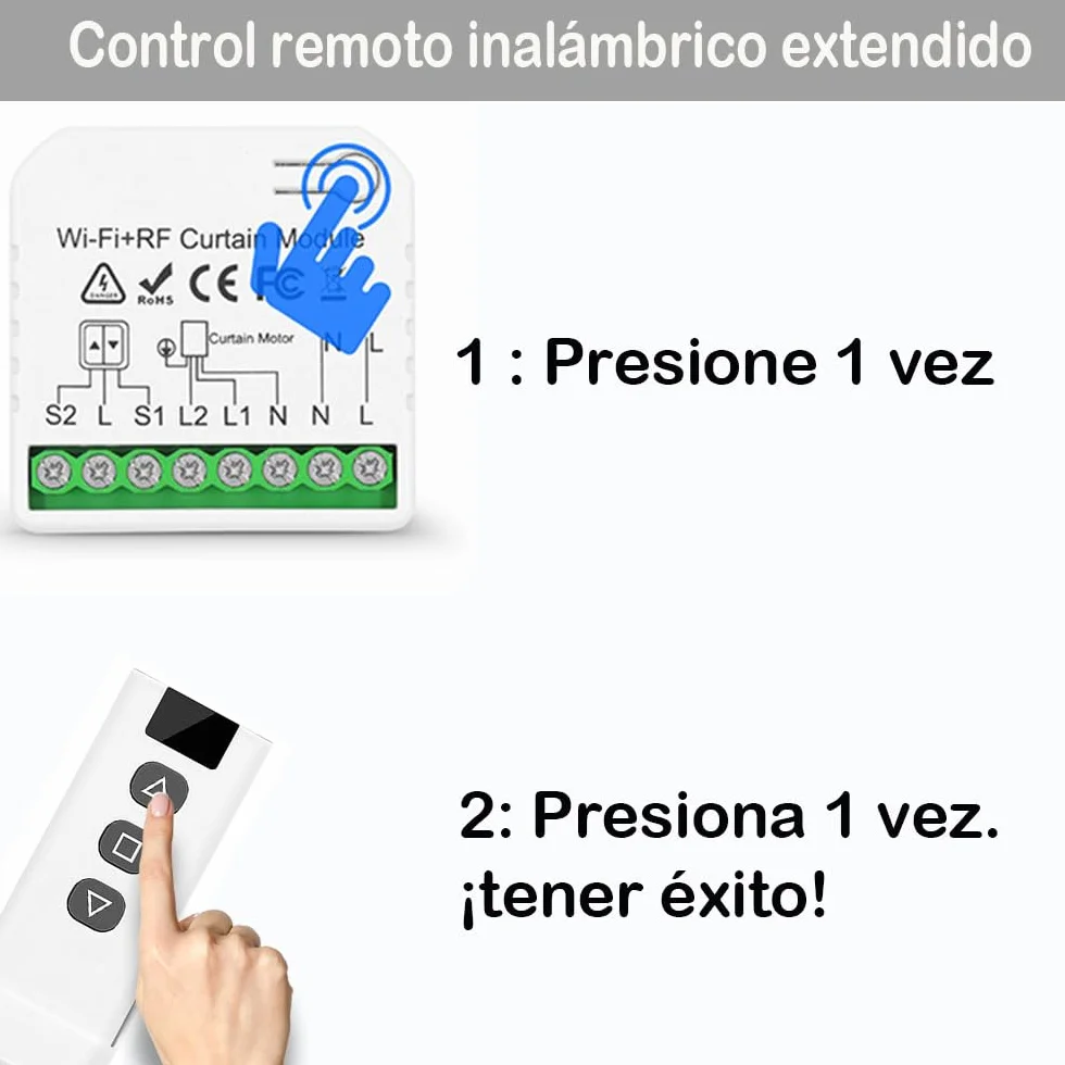 Interruptor De Persianas Por Radio, Receptor De Módulo De Relé Inalámbrico Con Rango De Control Remoto RF De Hasta 100M Receptor De Relé De 2200W Para Persianas Eléctricas