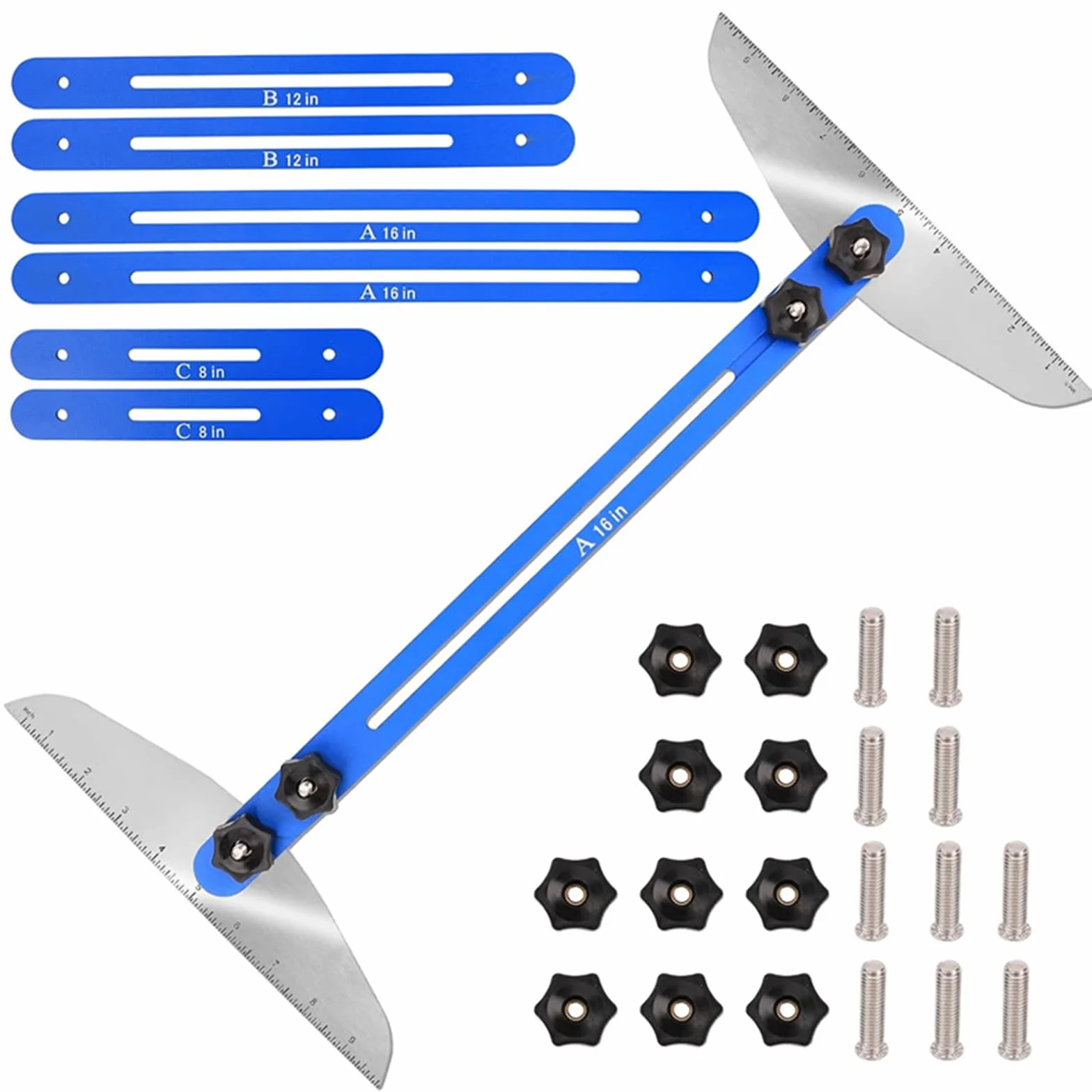 Herramienta De Plantilla De Calibre De Peldaños De Escalera Herramienta De Medición De Escaleras Ajustable Para Peldaños De Escaleras Y Corte De Paneles De Yeso 27,9cm A 152,4cm