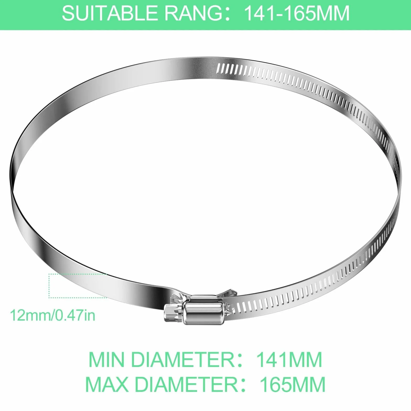 Abrazaderas Metalicas(141-165Mm), Manguera Tuberia Metal para Tubos de Agua Acero Inoxidable, Metálicas Abrazadera de Tubo, Metalica de Tubería, para Fijacción Mangueras y Tubería de Agua