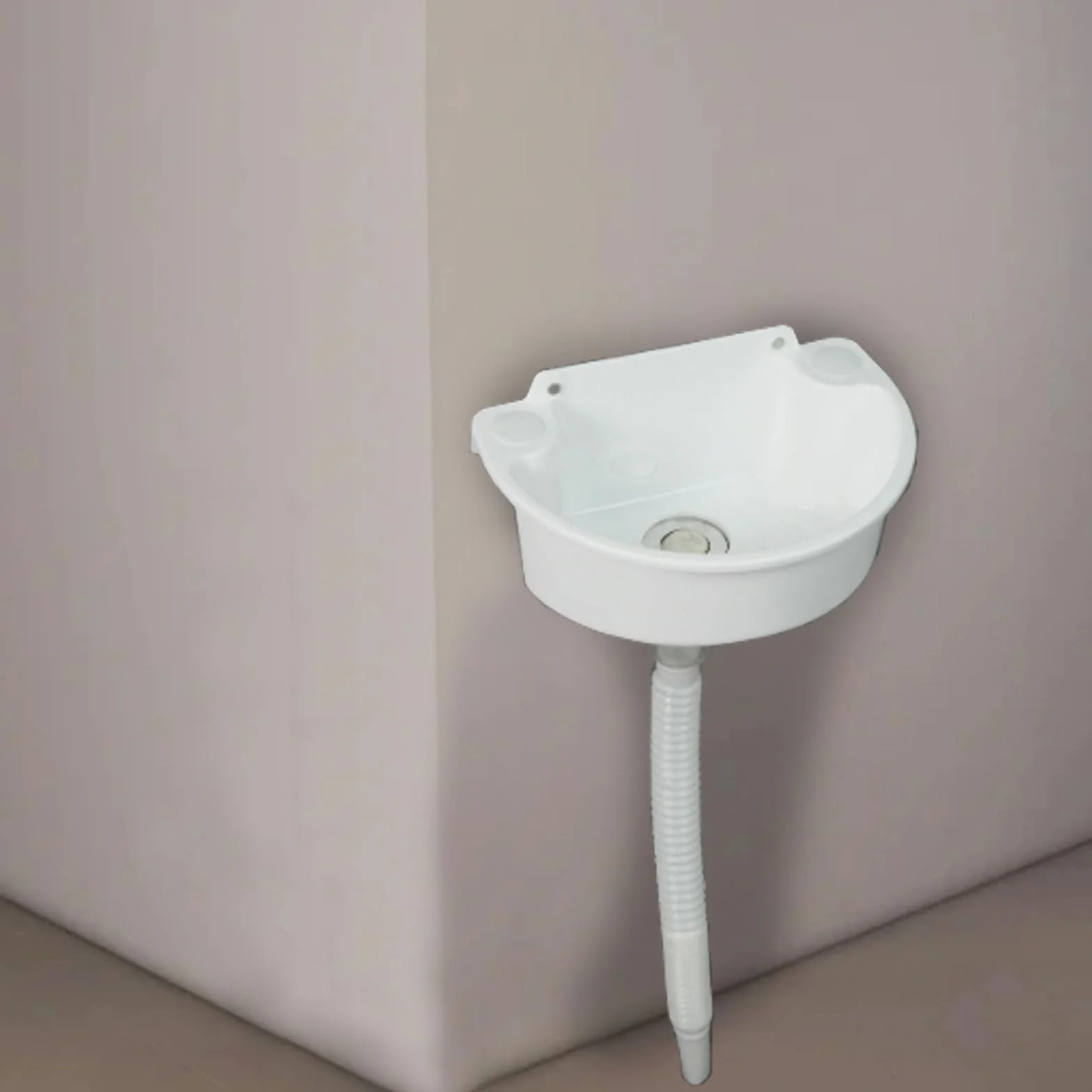 Lavabo pequeño, lavamanos de plástico, lavamanos mini, con tubería de agua de cabeza de acero inoxidable, especialmente diseñado para tamaño pequeño, lavabo práctico[Blanco]