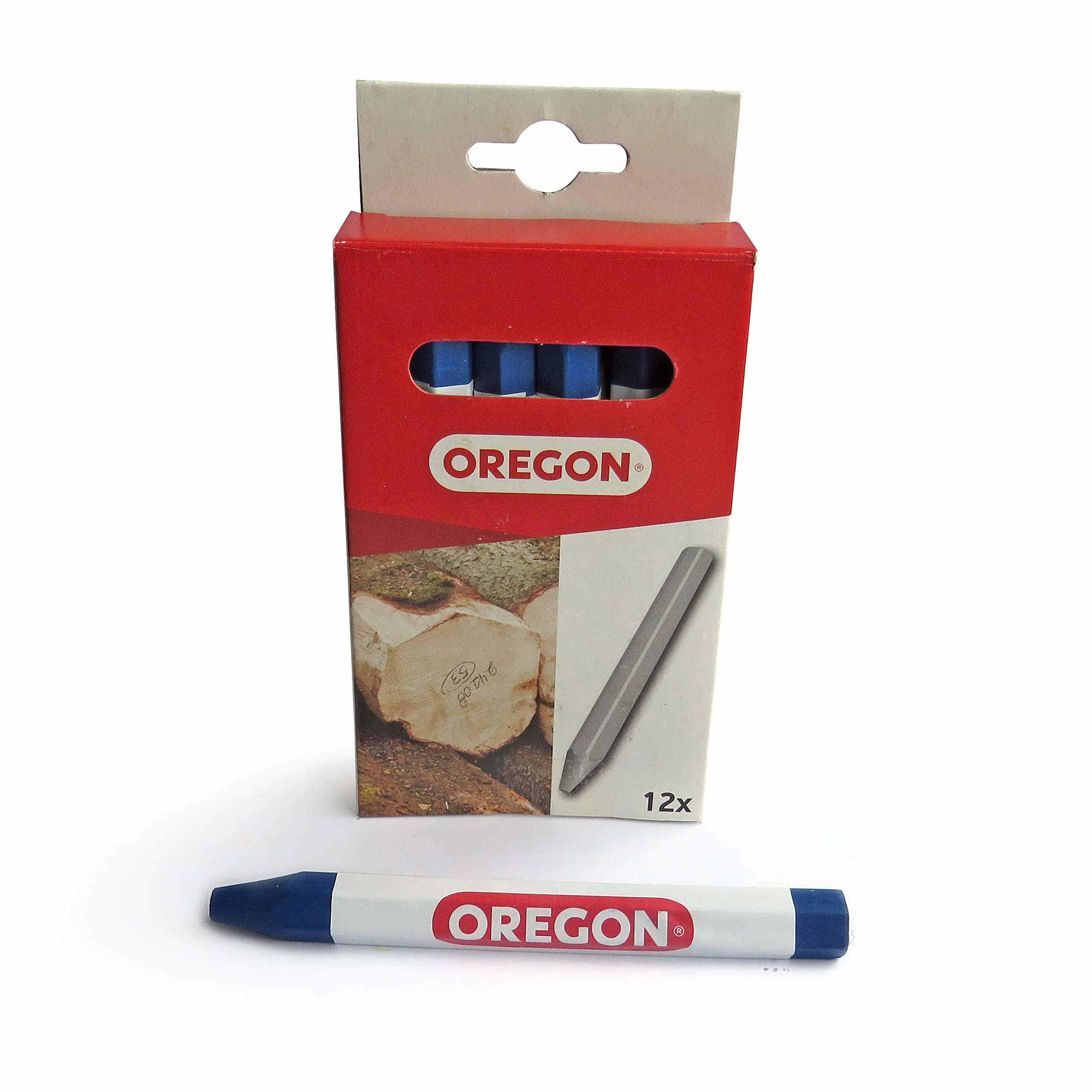 Oregon Lápiz Profesional Hexagonal de Cera para Escribir Azul – Pack de 12 para Madera, Metal, Piedra