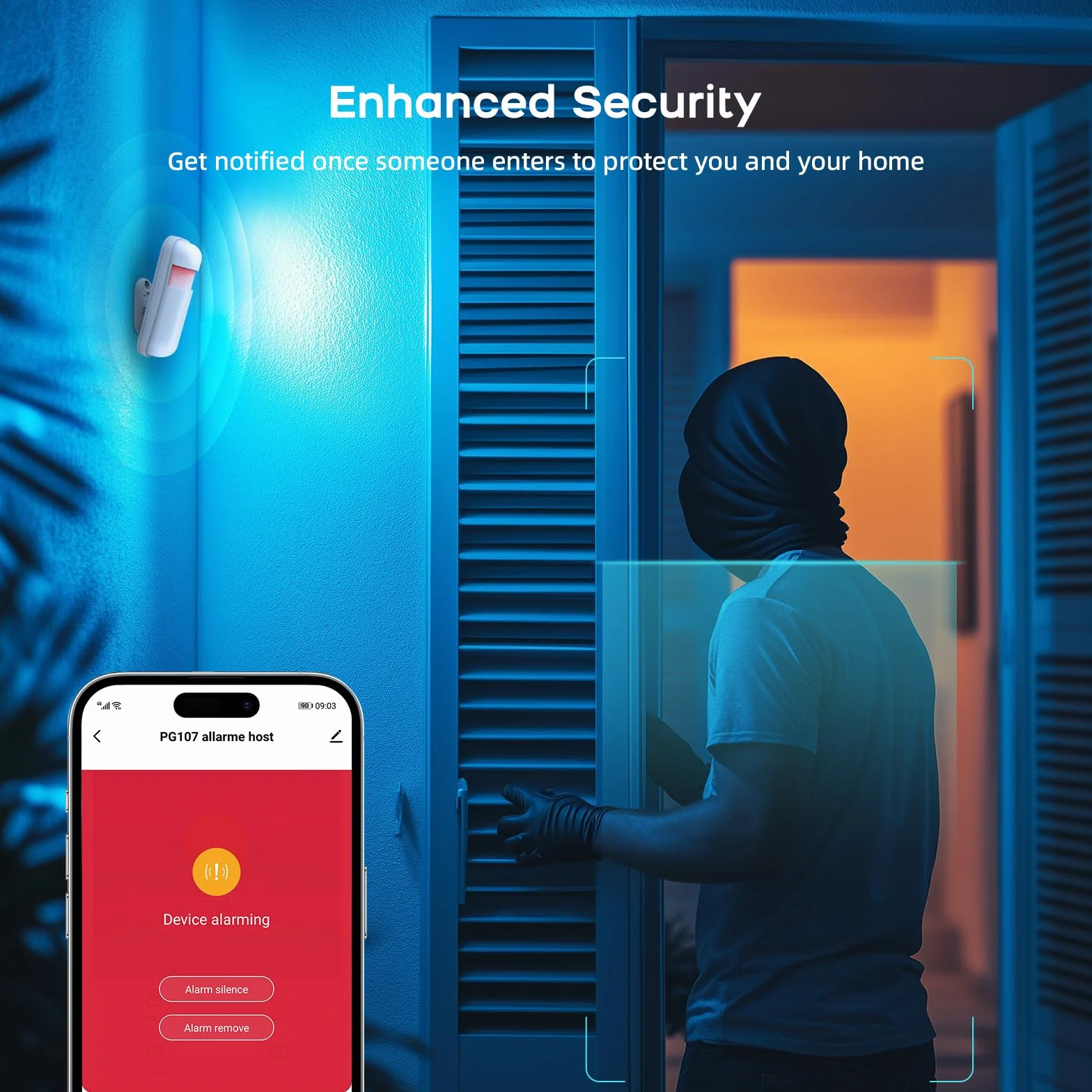 Sistema de Alarma para el hogar con cámara 1080P, Sistema de Alarma antirrobo gsm WiFi de 26 Piezas con aplicación de teléfono, Sirena de Alarma 120b, Compatible para Casas y Apartamentos.