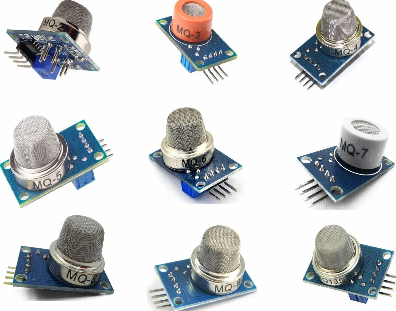 9 Piezas Módulo de Sensor de detección de Gas MQ-2 MQ-3 MQ-4 MQ-5 MQ-6 MQ-7 MQ-8 MQ-9 MQ-135 Kit de Inicio de Sensor de Gas Módulo de Sensor