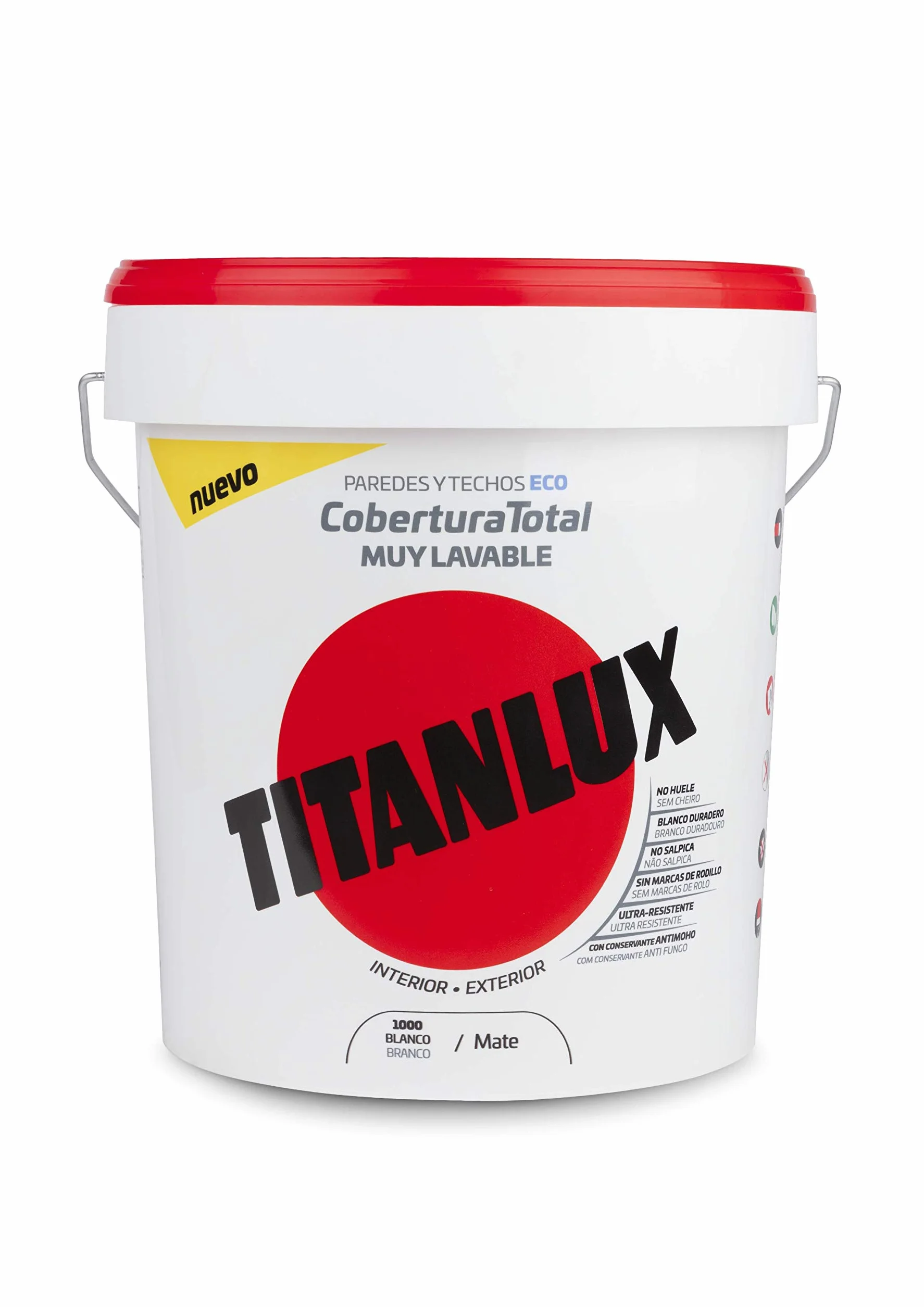 Titanlux - Pintura plástica Cobertura total, Blanco, 15L (ref. 06T100015)
