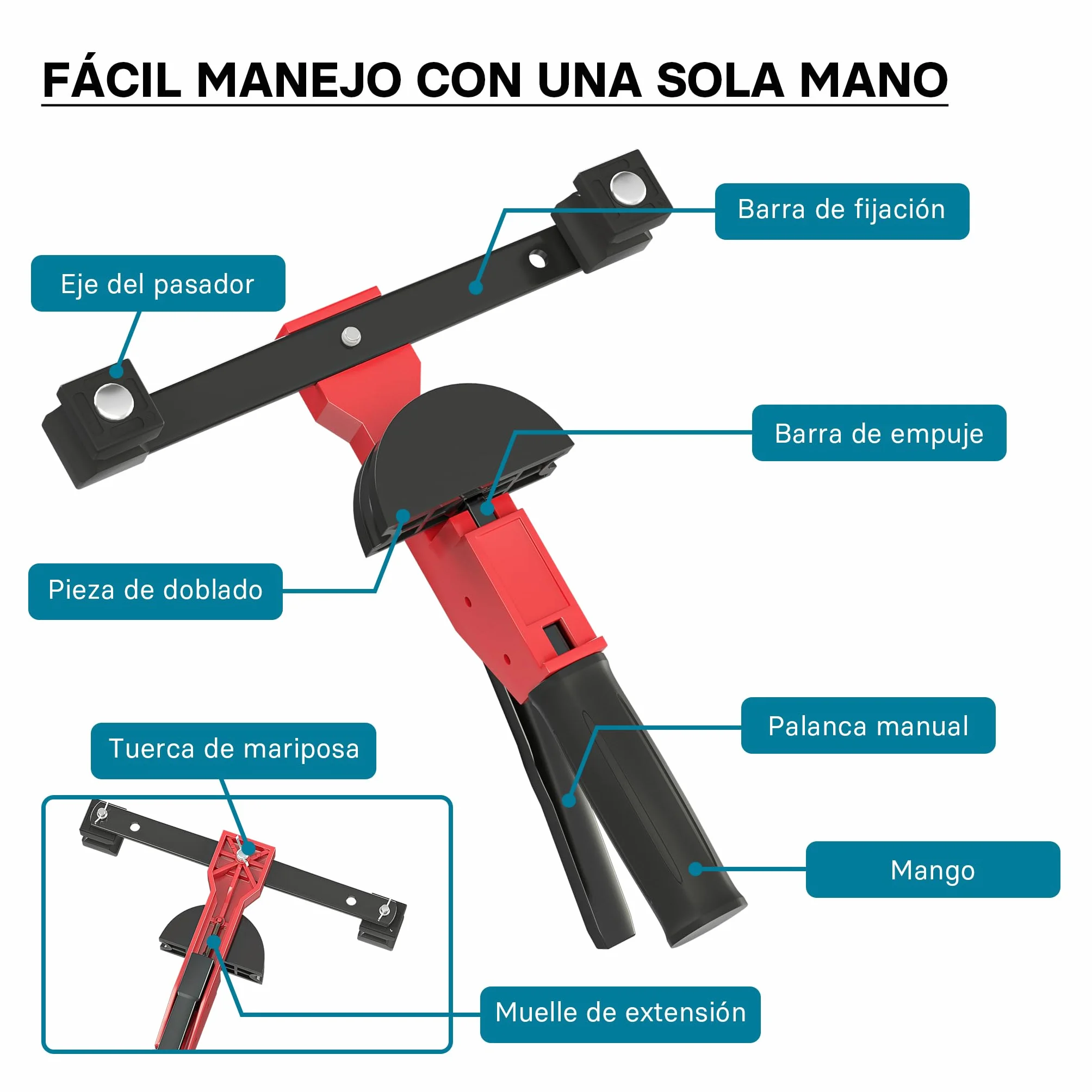 Wiltec Curvadora manual de tubos, para diámetros de 14-32 mm y radios de curvado hasta 90°, dobladora a mano para tuberías de aluminio, cobre y plástico, máquina curvatubos