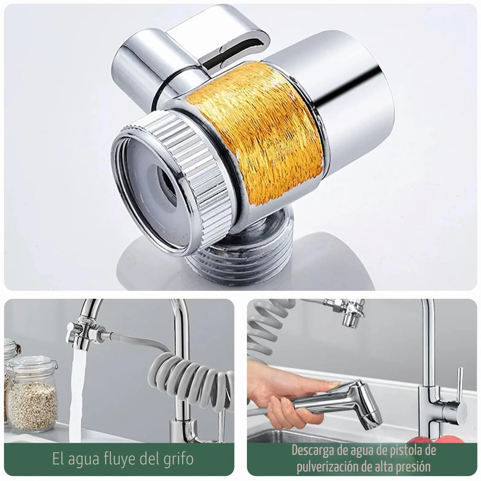 Bidet Handbrause Set ABS-Kunststoff Doppelstrahl-Modus Düse Federschlauch Wandhalterung