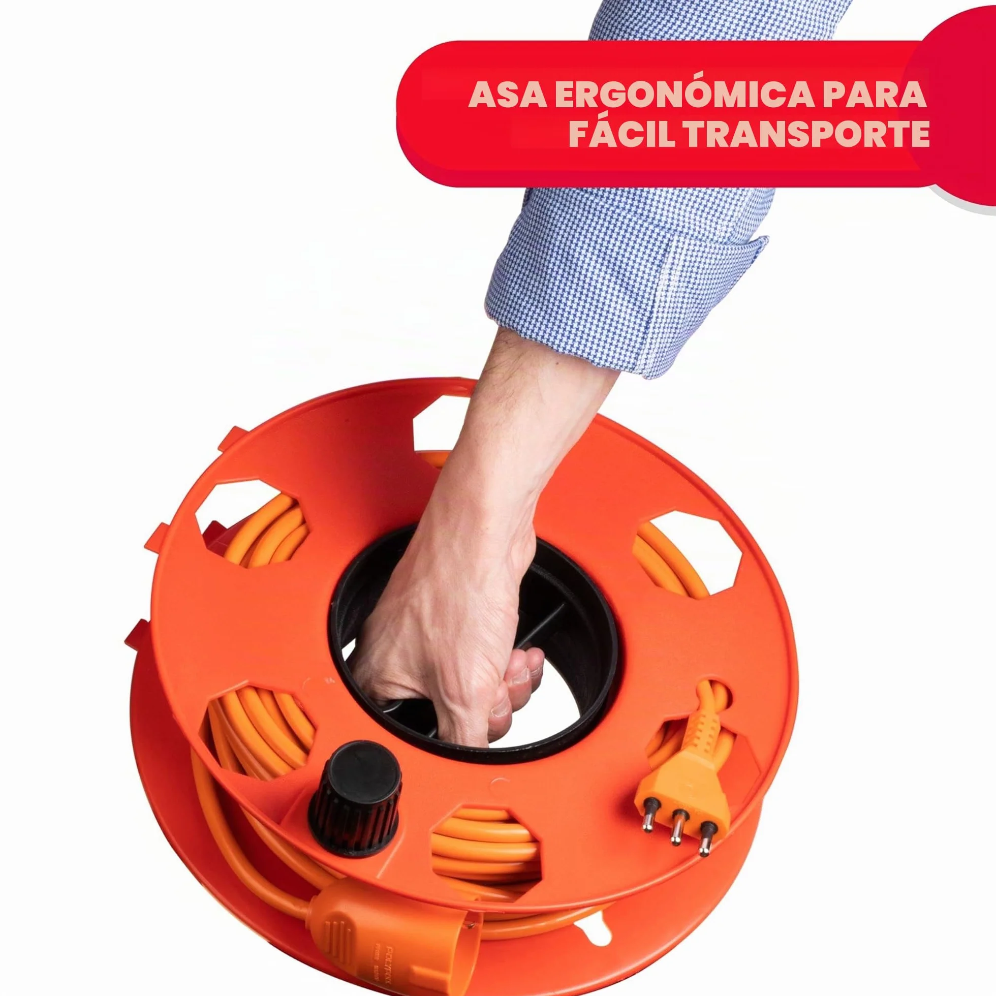 POLY POOL PP2603 Rodillo Carrete de Cable Profesional ROLLY, para Prolongadores Eléctricos, Cuerdas, Tubo Flexible, Adecuado para Cortacésped.