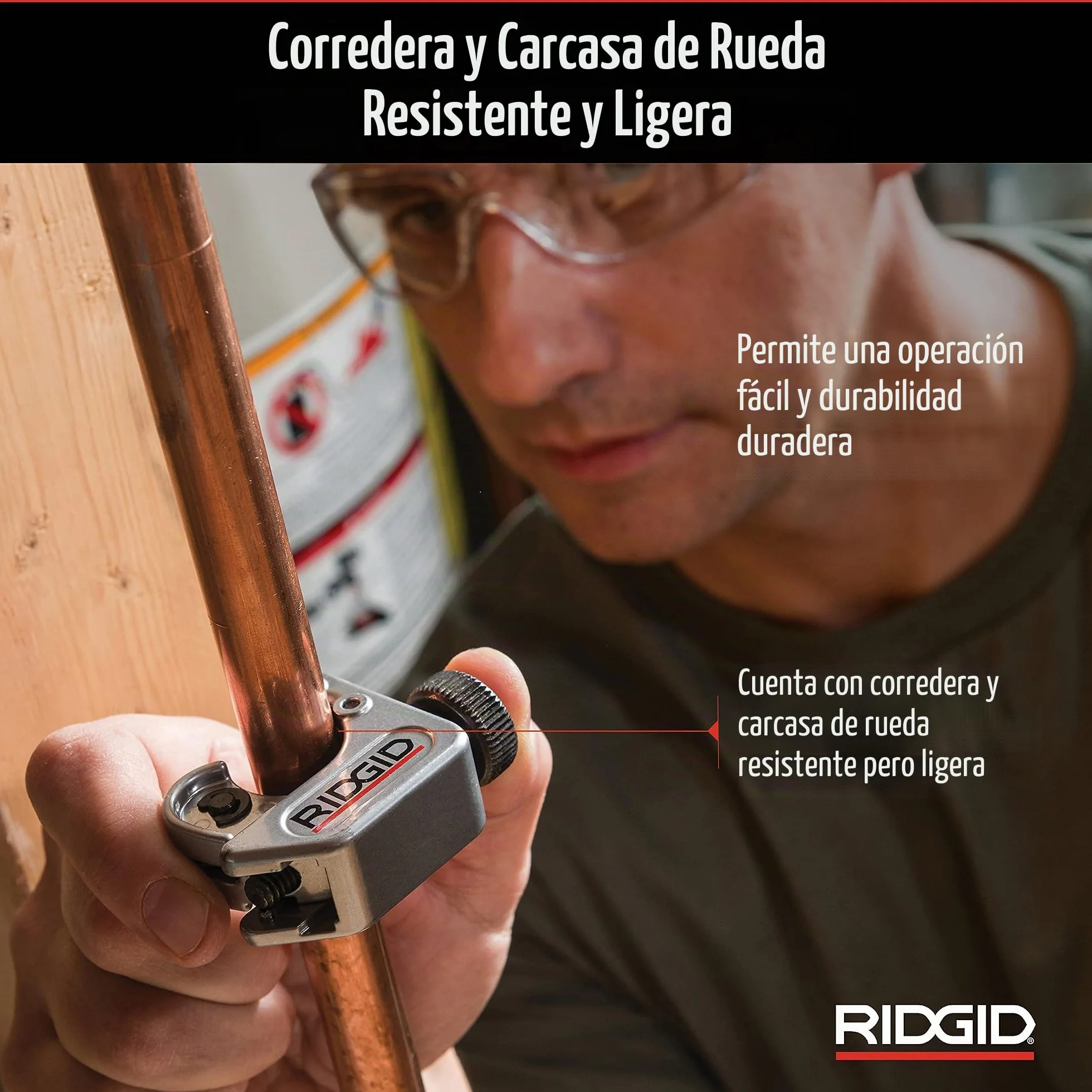 RIDGID 32985 Modelo 104 Cortador de tuberías para espacios estrechos, cortador de tubos de 4,8 mm a 23,8 mm