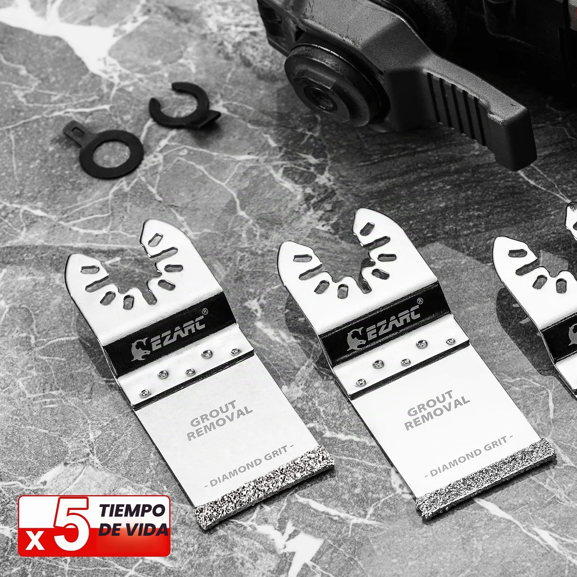 EZARC Hojas de Sierra Oscilante, 3 Piezas, Hojas de Sierra Oscilante de Diamante al Ras para Eliminación de Lechada, Limpieza de Mortero