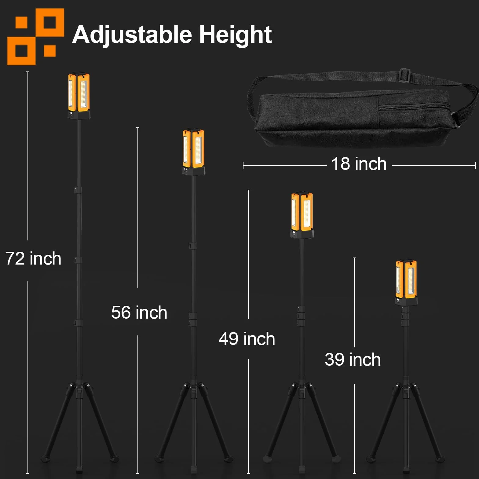 Foco de Construcción LED con Batería Solar con Trípode, Batería de 13200 mAh de Capacidad, Foco Recargable de Trabajo 8000 Lúmenes, Para Obras de Camping, Estudio (Naranja)