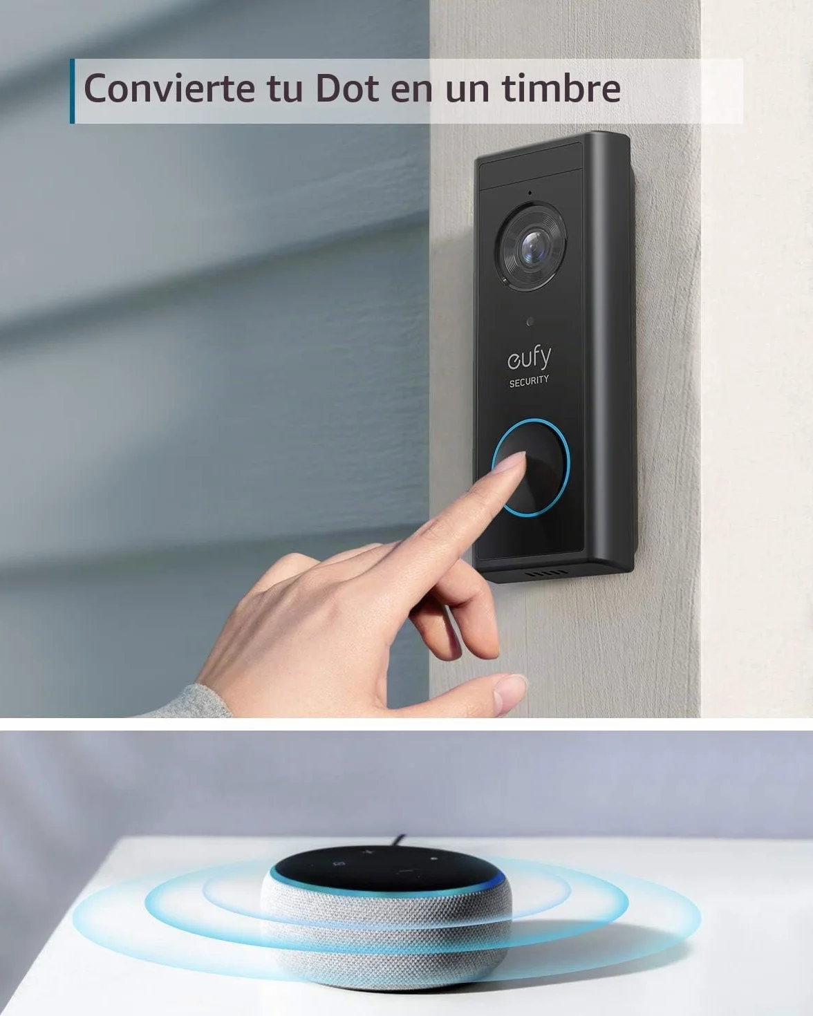 eufy Security Timbre con vídeo inalámbrico 2K HD Alimentado por batería con detección de Personas IA