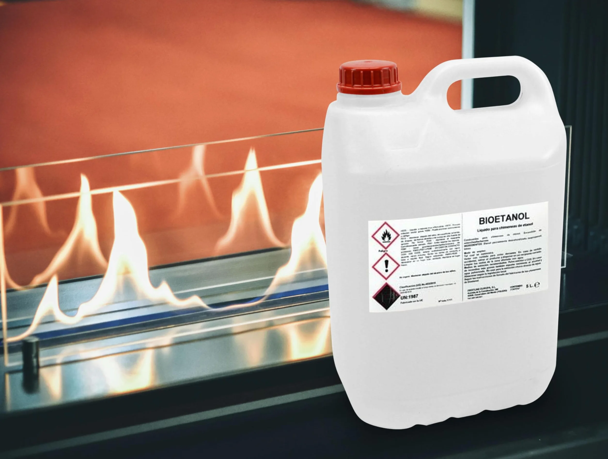 PUR LINE | Bioetanol 5L 96% Combustible para Chimeneas y Estufas, Sin Humo y Alta Combustión - Bioetanol Líquido para Biochimeneas, Quemadores y Uso Interior/Exterior