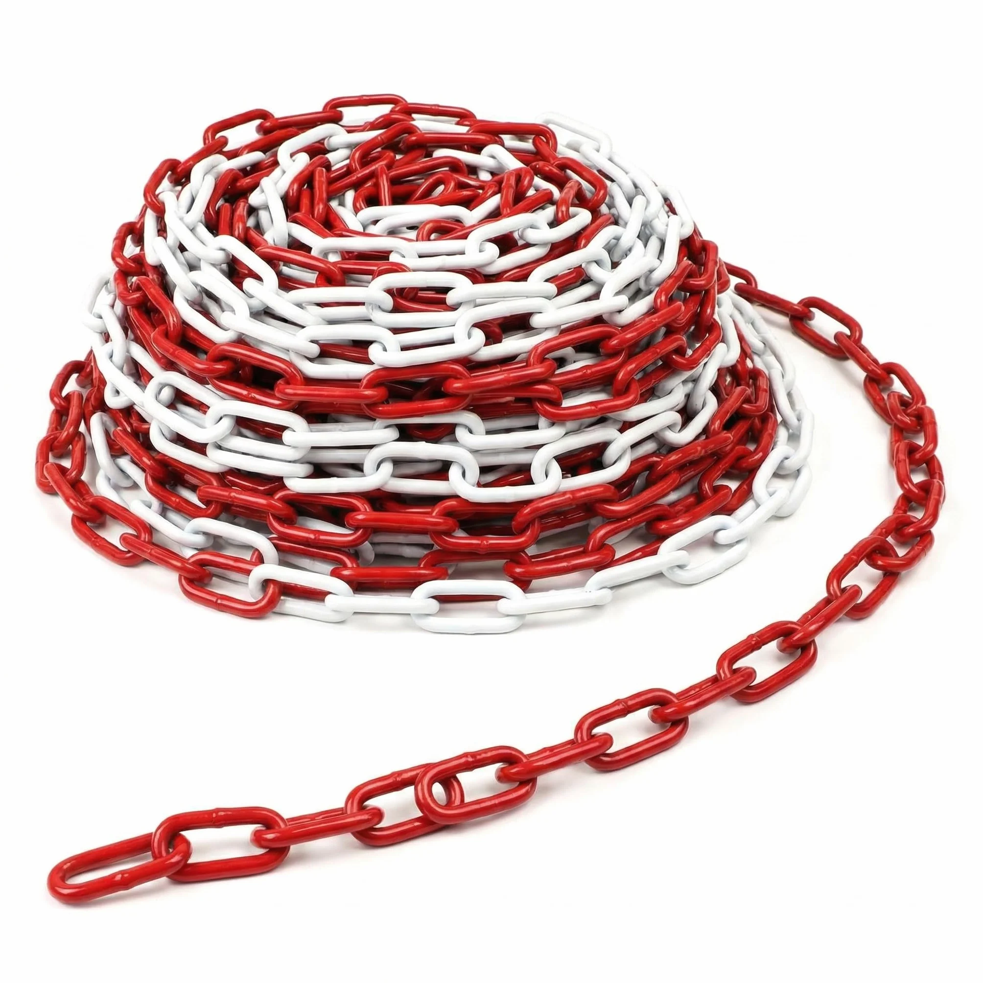 QWORK® 10 Metro Cadena de Seguridad de Acero Galvanizado Ø 5 mm, Roja-Blanca