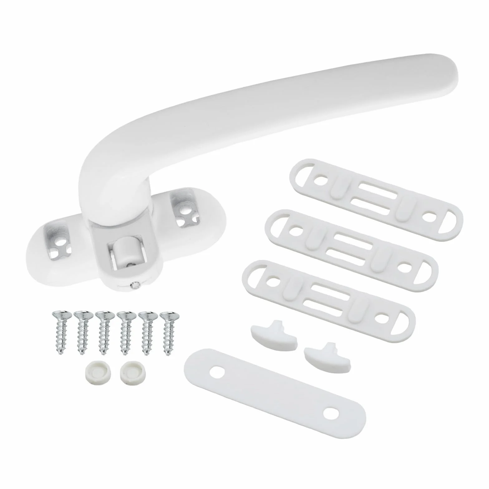Manija de aleación de aluminio para puertas y ventanas, manija de puerta antirrobo con mecanismo de bloqueo seguro, agarre cómodo plano, fácil instalación (blanco derecho)