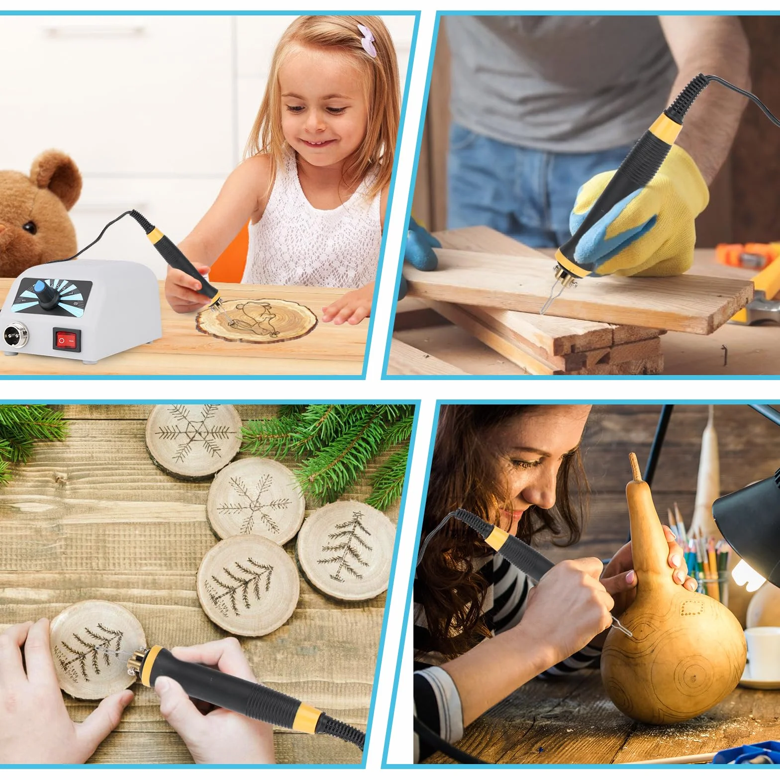 Kit Pirograbador de Madera 60W, 30 Puntas Reemplazables,Temperatura Ajustable de 100 °C a 800 °C,Pirografo para Madera para Principiantes y Aficionados a la Pirograbación