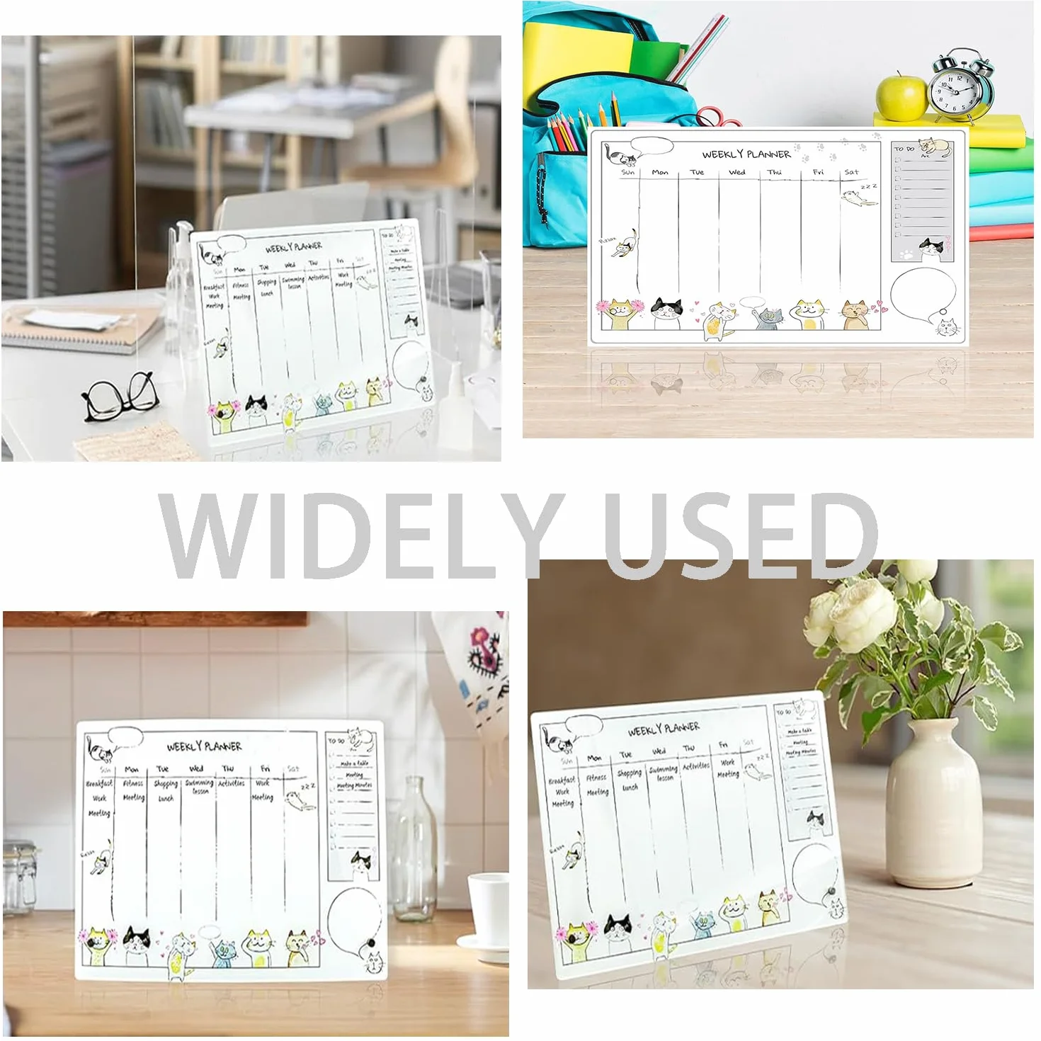 Borrable Organizador Semanal, Weekly Planner Acrílico para Escritorio, Tablón de Mensajes