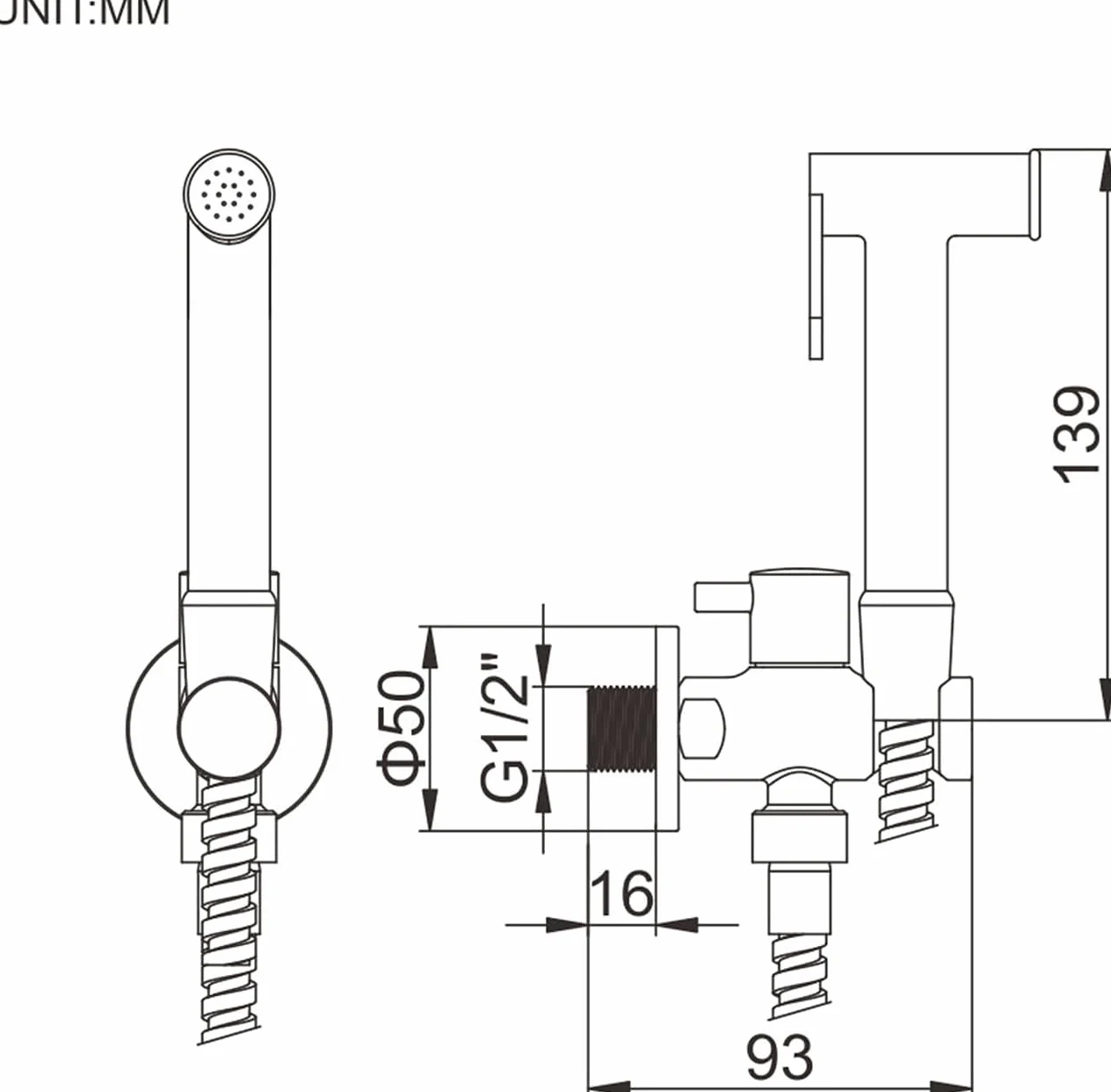 Ibergrif Grifo de Bidet Monomando Empotrar Cromo Cuadrado M22015R