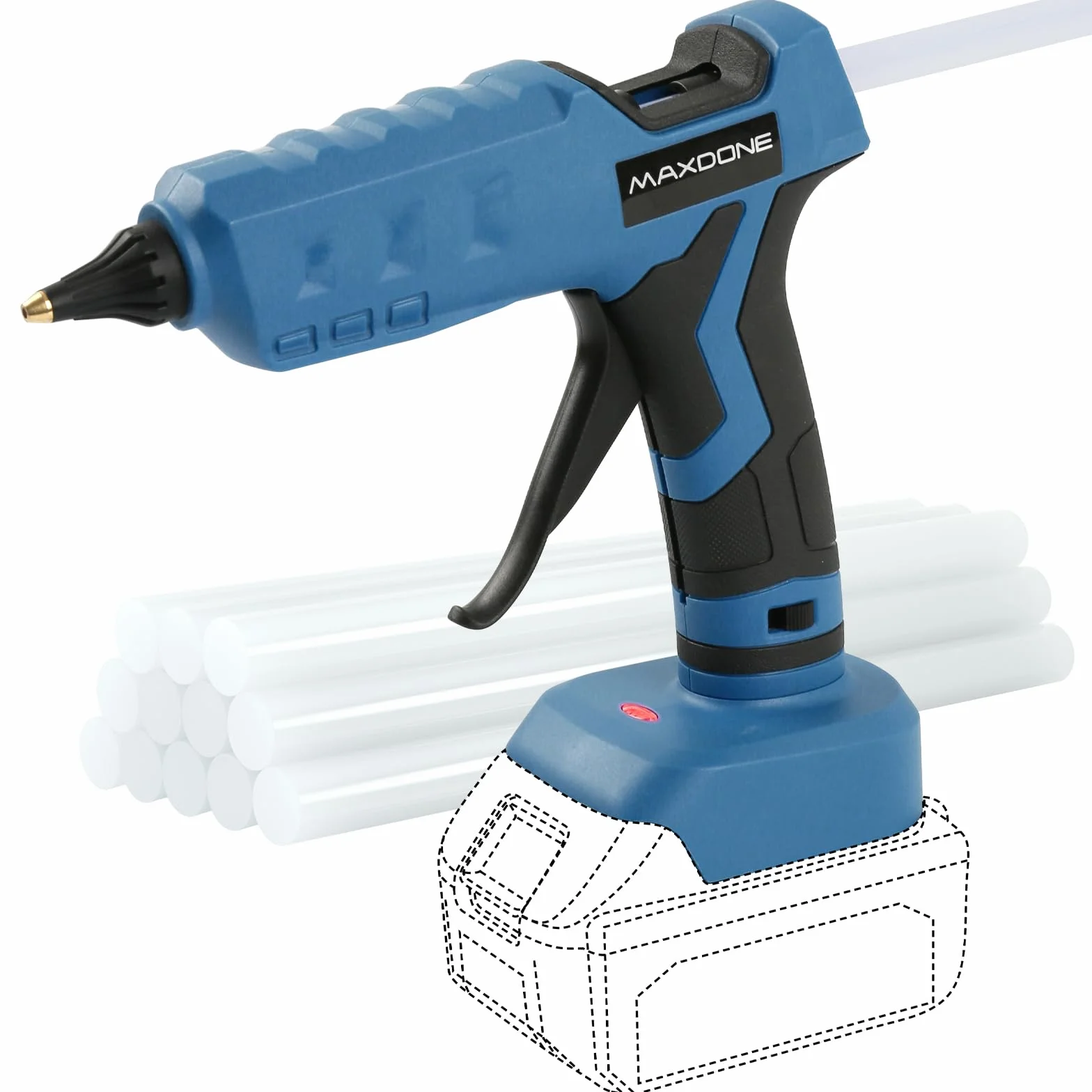 Pistola Silicona Caliente Inalambrica 100W para Batería Makita de18V, Barritas de Pegamento 11mm, para Bricolaje, Arte (herramienta desnuda, sin batería ni cargador)