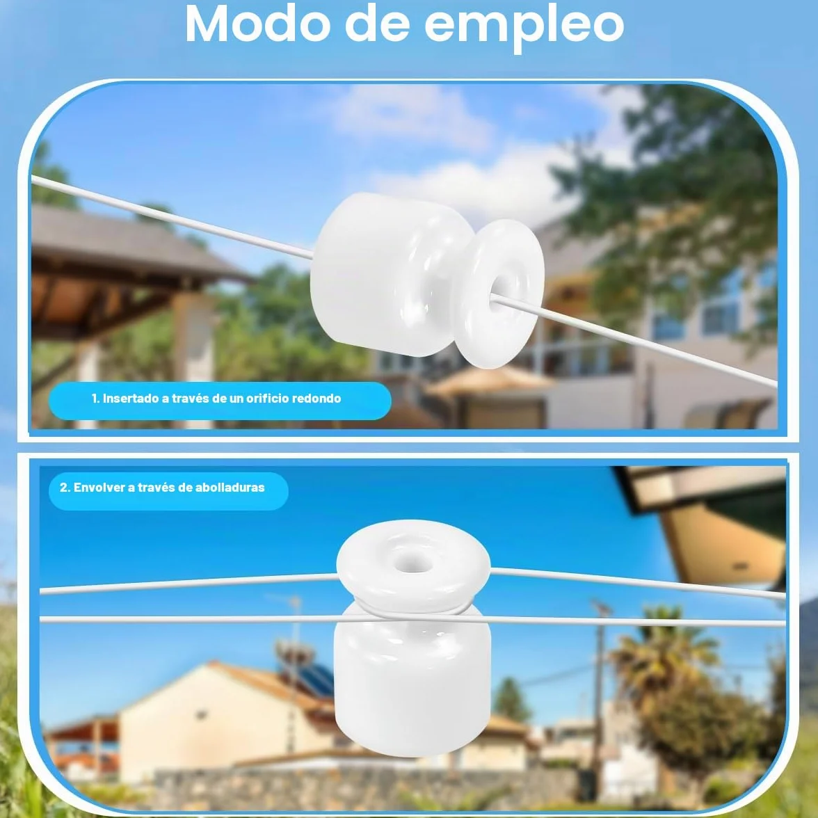20PCS Aisladores de Porcelana para Cable Trenzado Ø19 mm, Abrazadera Cable Porcelana, Aisladores de Ceramica Blanco, Aislante dePorcelana con Tornillos y Tacos para Seguridad deCable Eléctrico
