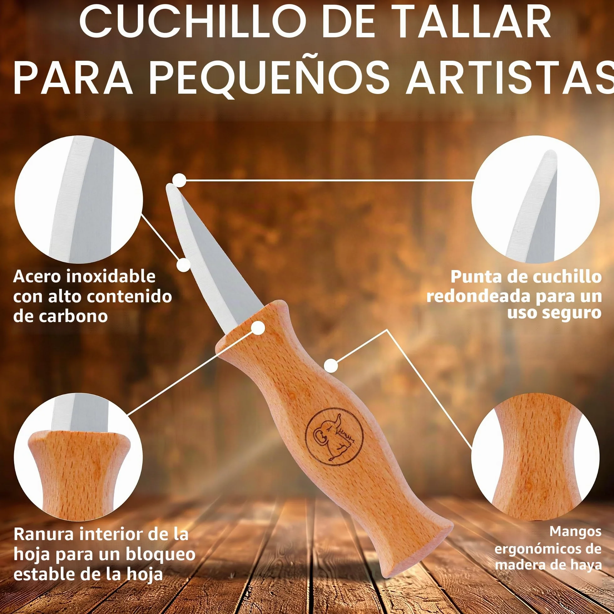Eli® Set de Cuchillos para Niños a partir de 6 Años - Set de Tallado Infantil con Guantes Resistentes a Cortes - Cuchillo Infantil para Tallar - Herramientas de Tallado - Cuchillo