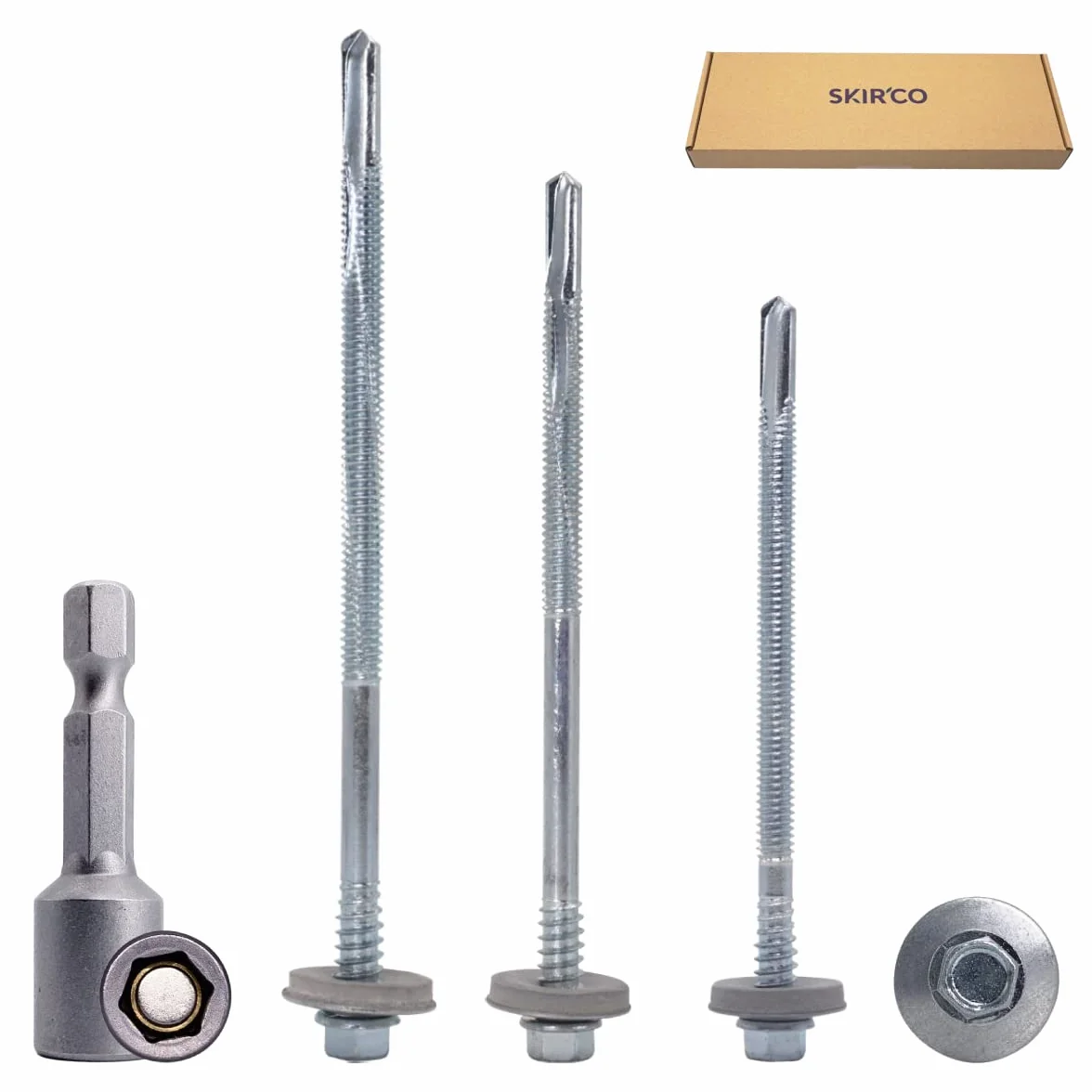 SKIR'CO Tornillos autoperforantes de 5,5 x 120 mm con arandelas EPDM para paneles sándwich, cabeza hexagonal (30 piezas)