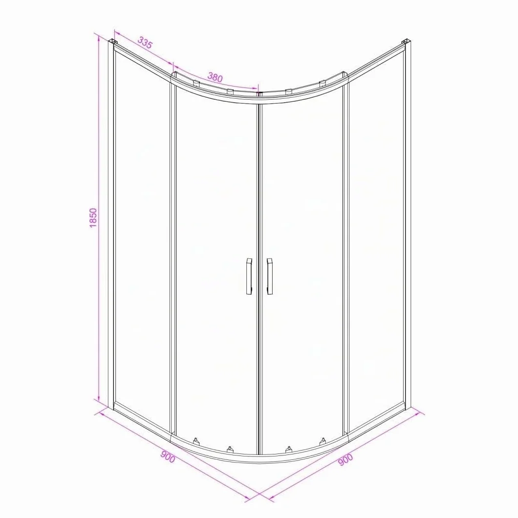 Kiamami Valentina - Mampara de ducha curva 90x90 cm 4 mm cristal blanco serigrafiado | Venere