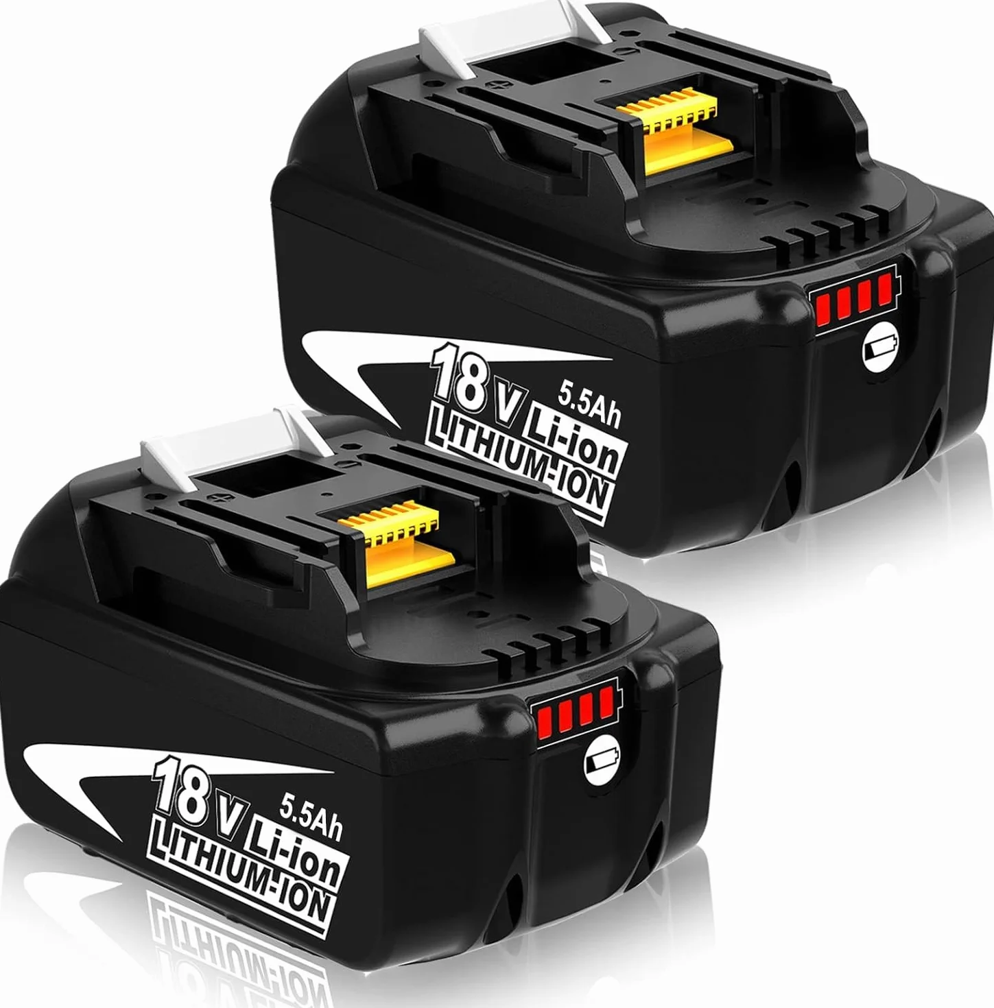 2 pcs 5500mAh Batería Repuesto para Makita 18V Batería .Compatible para Makita BL1860 BL1850B BL1850 BL1840B BL1830B BL1830 BL1820 BL1815 BL1825 BL1835 BL1845 con Indicador LED (Blanco)