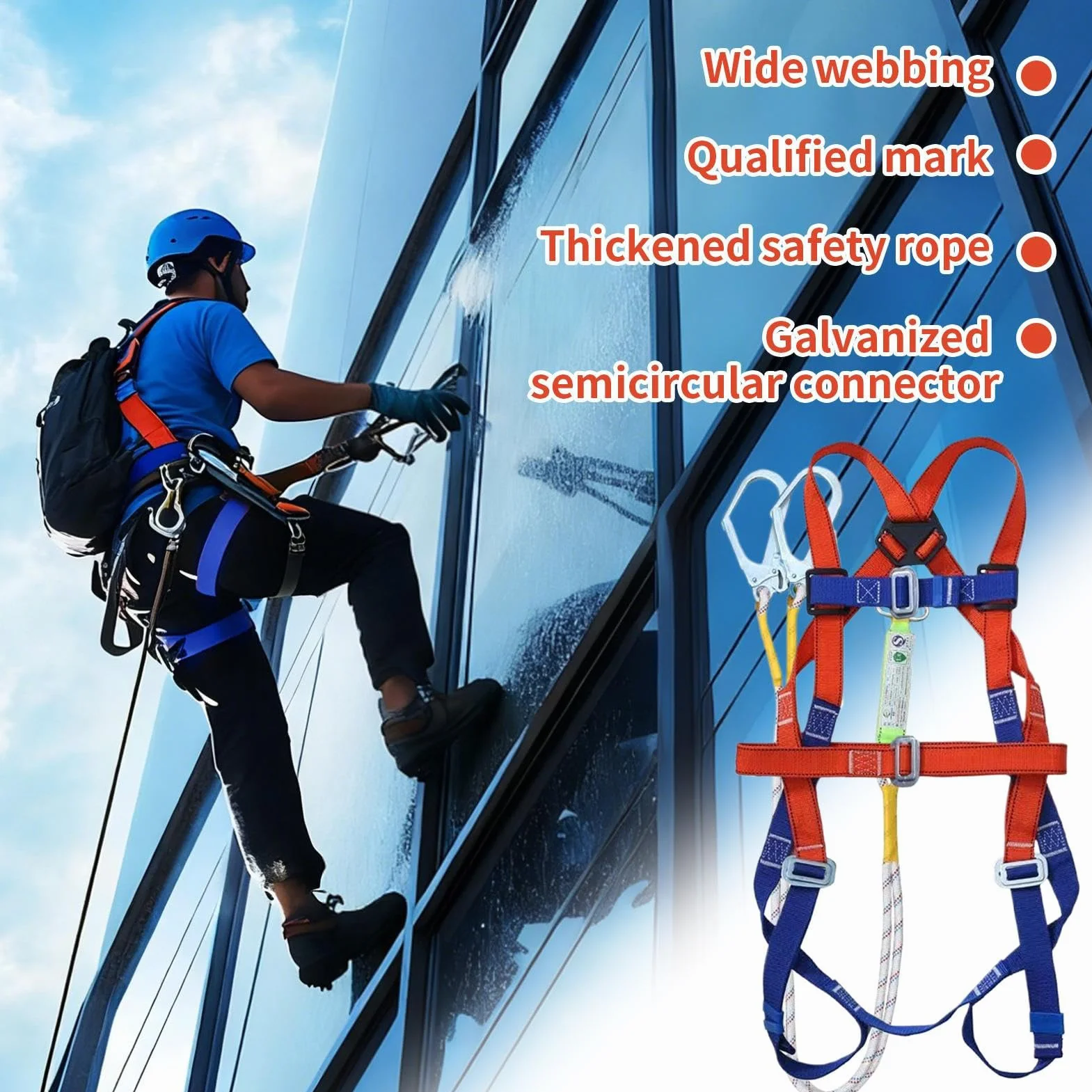Arnés de Seguridad Anticaídas,Arnés De Cuerpo Completo 5 Puntos Anticaidas,Correas de Hombros Ajustables Equipo para Trabajos en Altura Caza Escalada | Hombre Caza Arborista Actividades