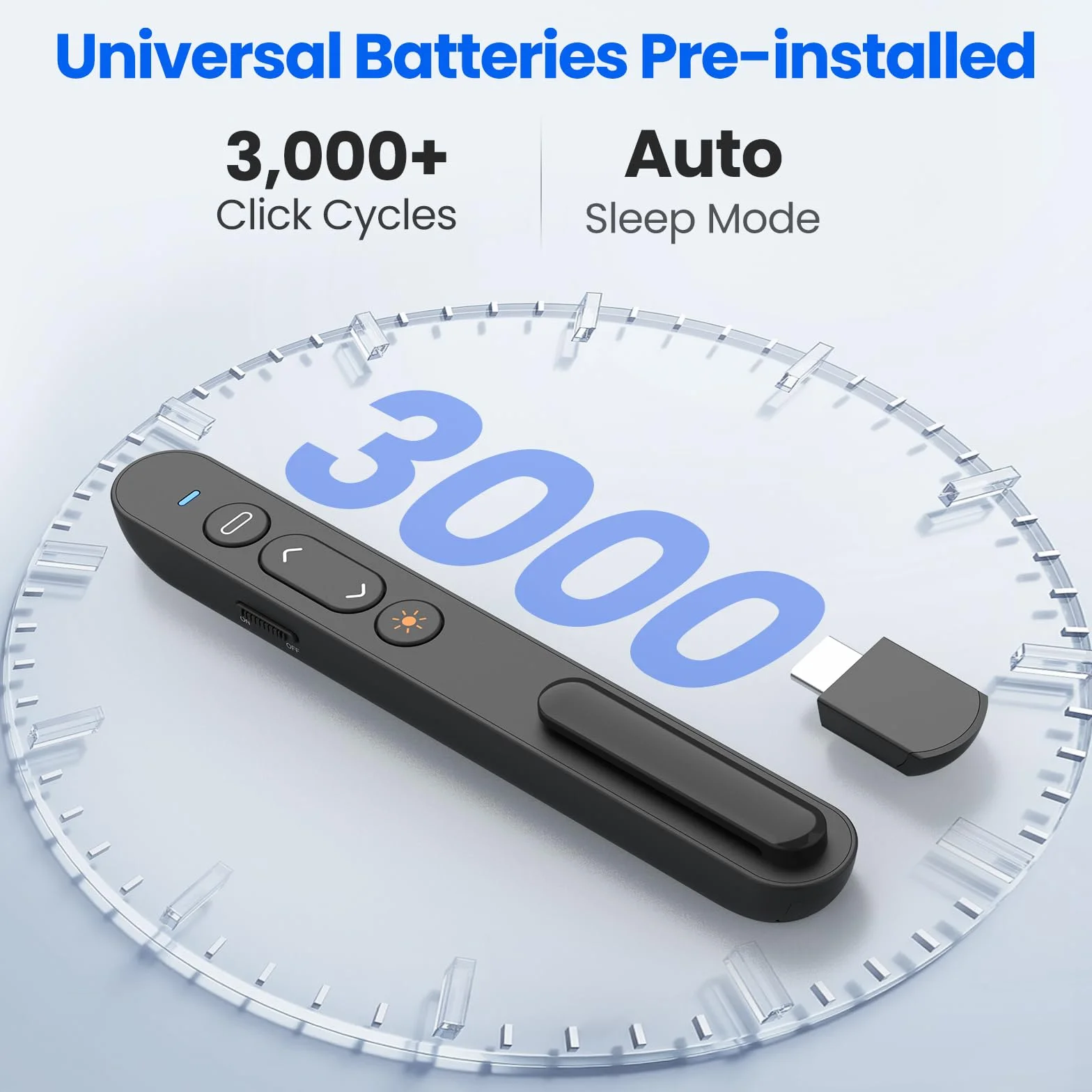 Puntero Presentador Inalámbrico 2,4 GHz con Receptor USB-C Control Remoto para Presentaciones, Hipervínculo y Volumen