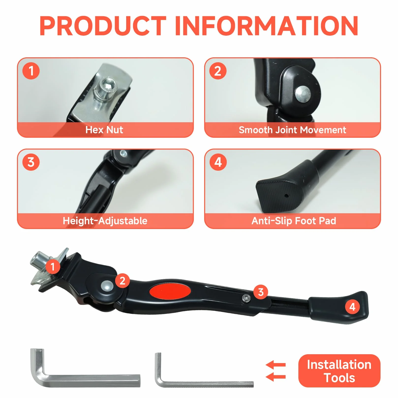 Soporte universal para bicicleta de 20 a 26 pulgadas, ajustable en altura, estable con pie de goma antideslizante para bicicleta de niños, bicicleta de montaña, bicicleta eléctrica