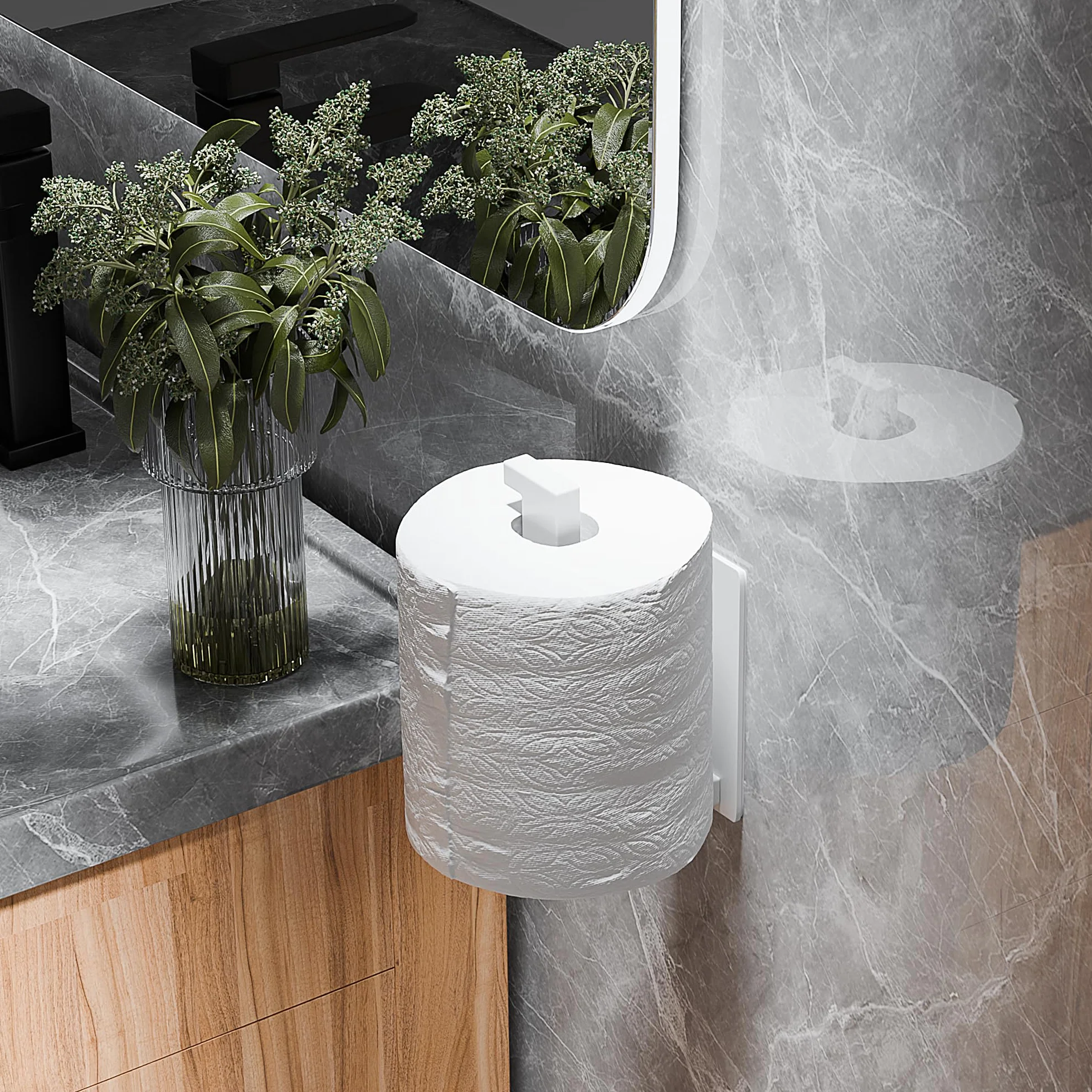 Aikzik Portarrollos Baño Papel Higiénico Acero Inoxidable sin Taladrar Blanco