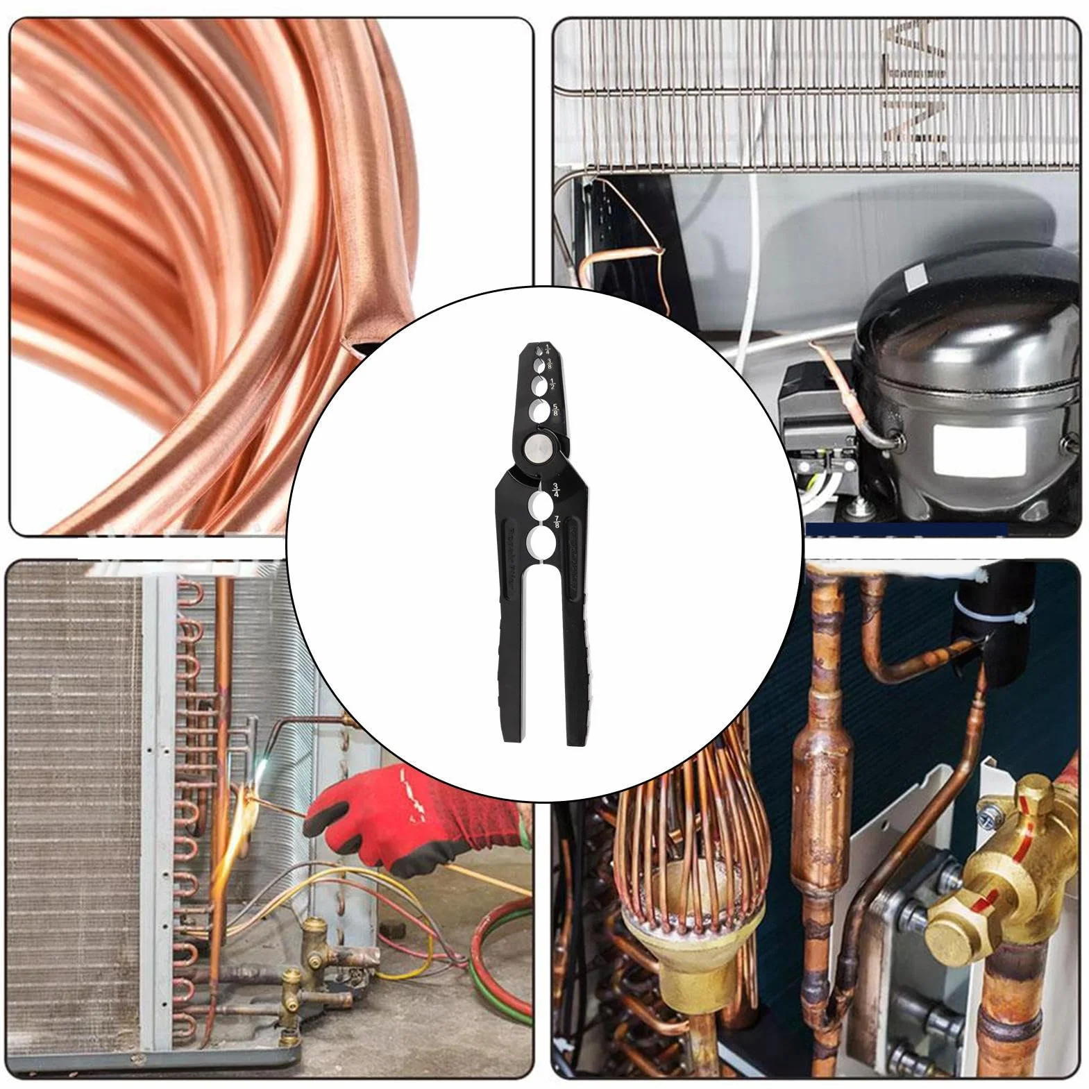Pinza para Tuberías de Cobre - Alicates de Precisión Refrigerante | Herramienta Profesional para Formar Tubo Plano Enderezador Manual Uso Industrial Taller Reparador Aire Mantenimiento