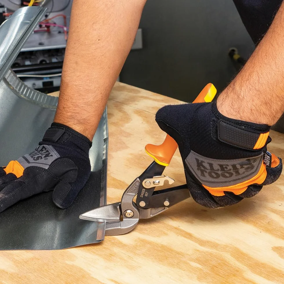 Klein Tools 2402S Tijeras de corte recto, tijeras de hojalata de aviación con hoja forjada para corte de chapa de precisión
